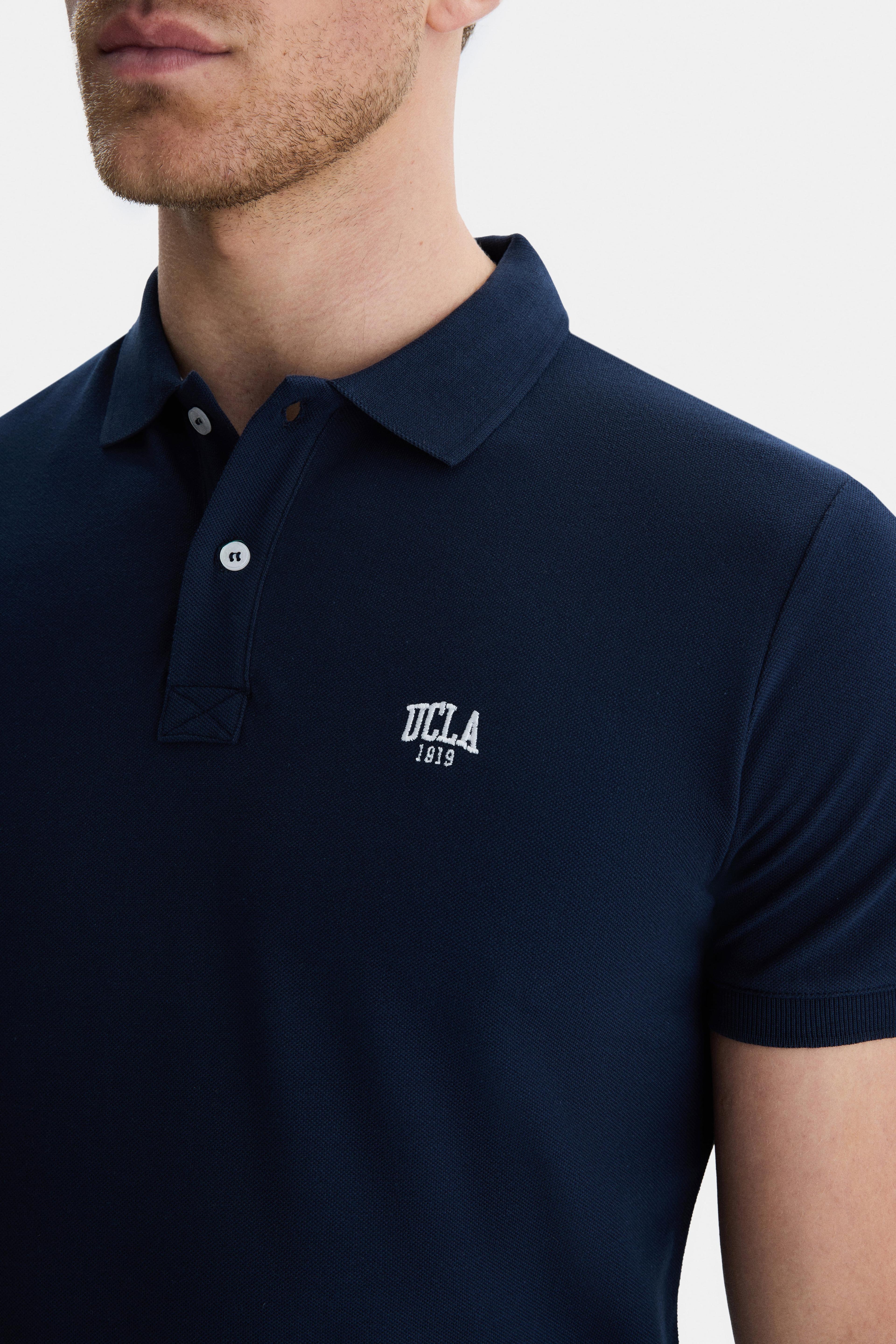 LAKES Lacivert Polo Yaka Nakışlı Standard Fit Erkek Tshirt