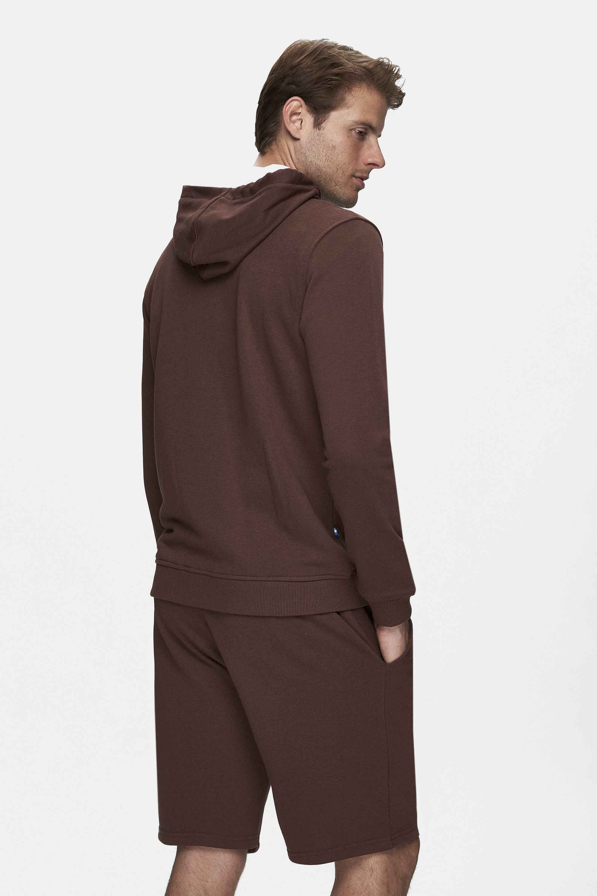 HILGARD Kahve Kapüşonlu Ve Fermuarlı Baskılı Standard Fit Erkek Sweatshirt