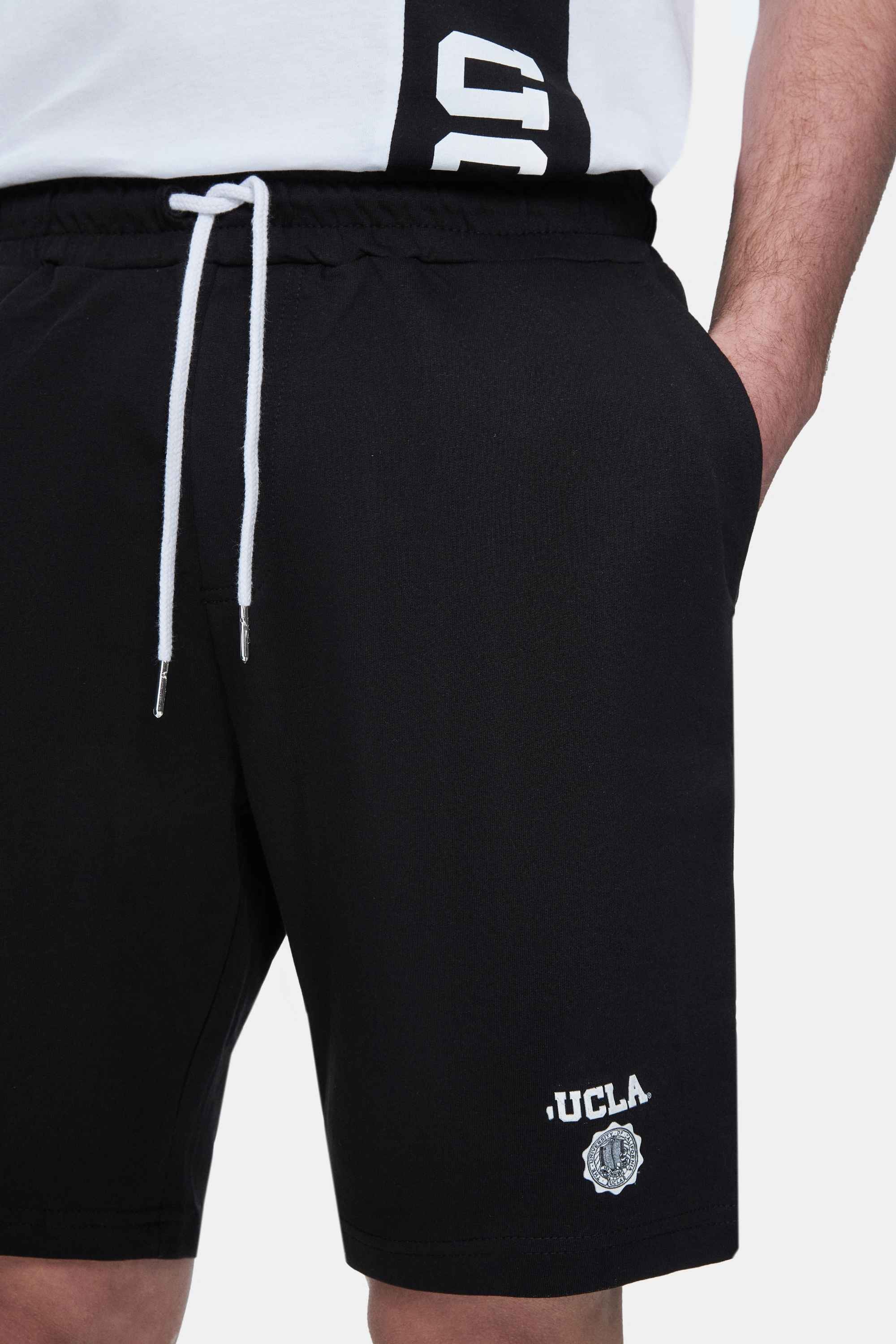 FOWLER Siyah Baskılı Standard Fit Erkek Örme Şort