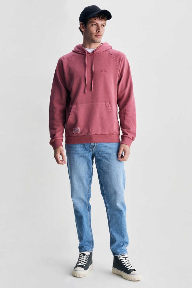 JUDE Bordo Kapüşonlu Nakışlı Standard Fit Erkek Sweatshirt