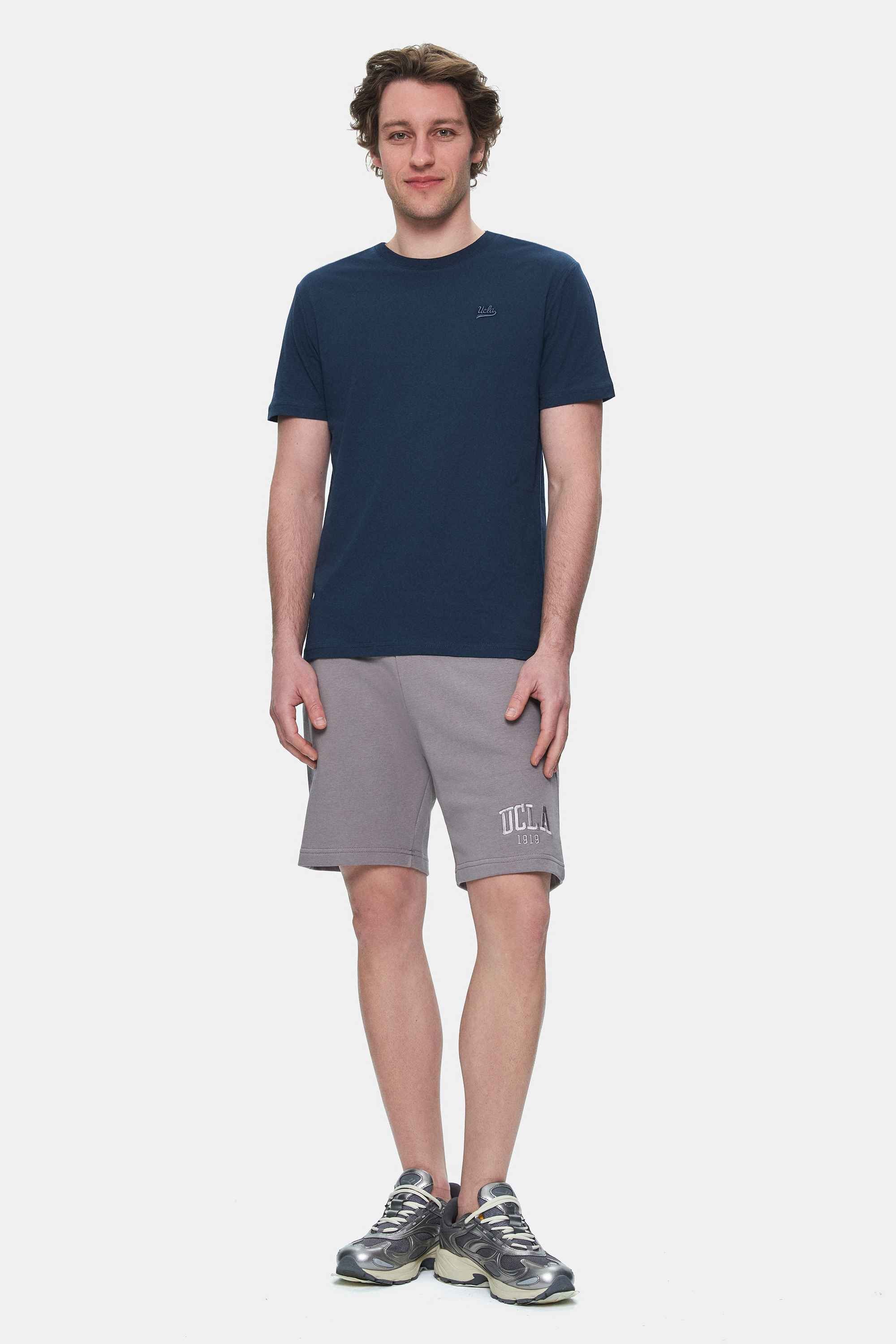 HARPER Lacivert Bisiklet Yaka Nakışlı Standard Fit Erkek Tshirt