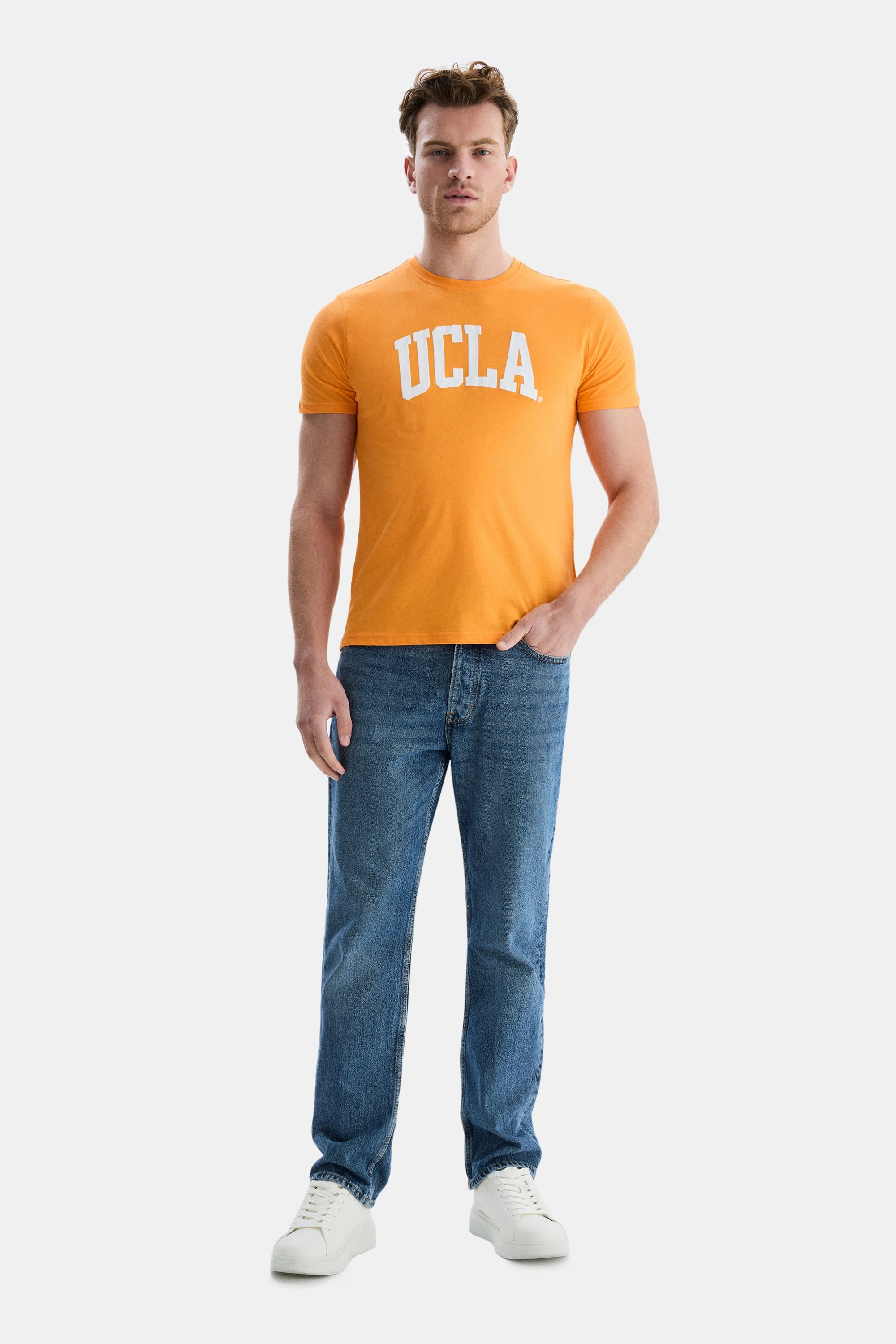 CULVER Turuncu Bisiklet Yaka Baskılı Standard Fit Erkek Tshirt