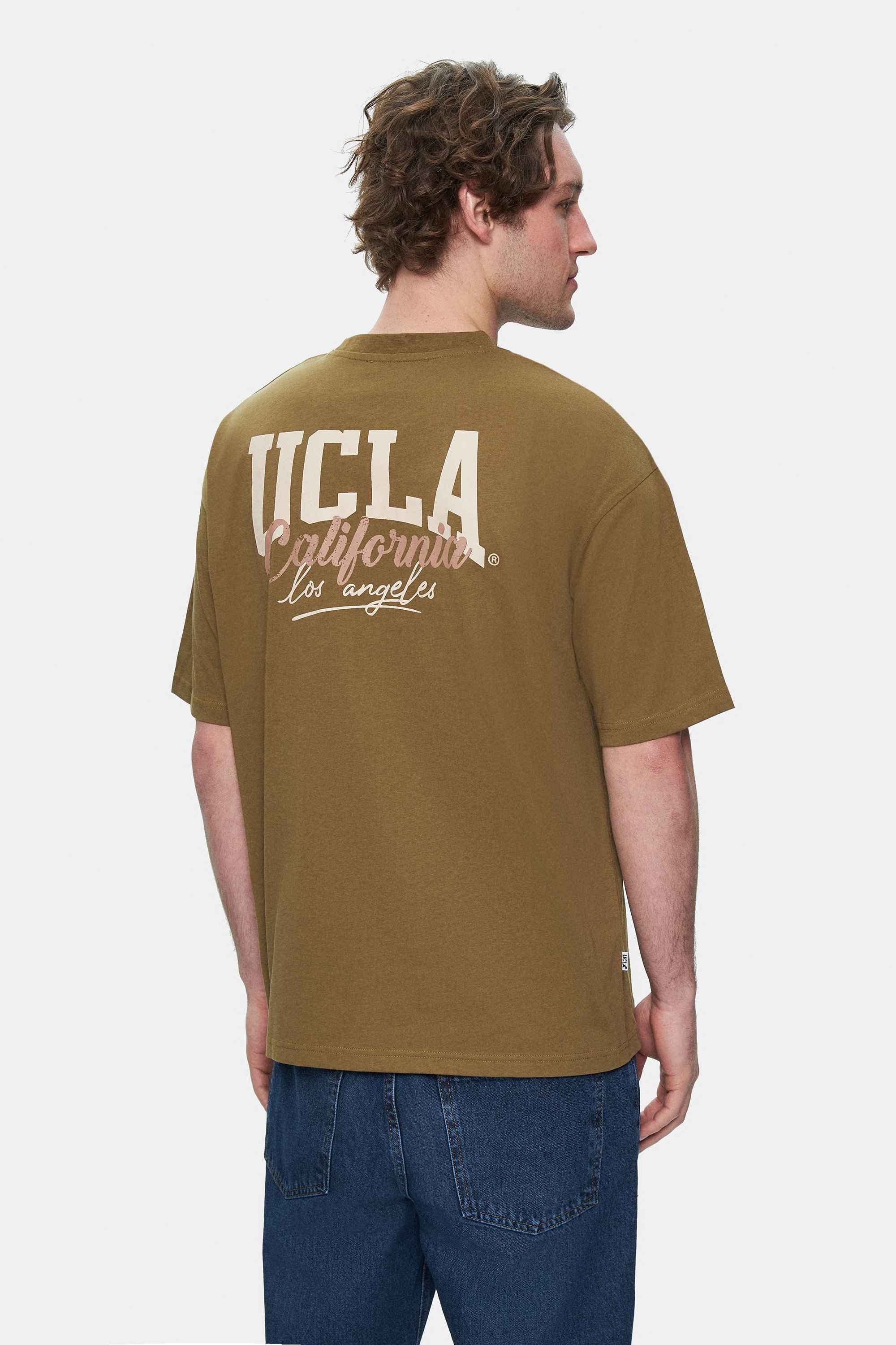 ASPEN Koyu Yeşil Bisiklet Yaka Baskılı Oversize Erkek Tshirt