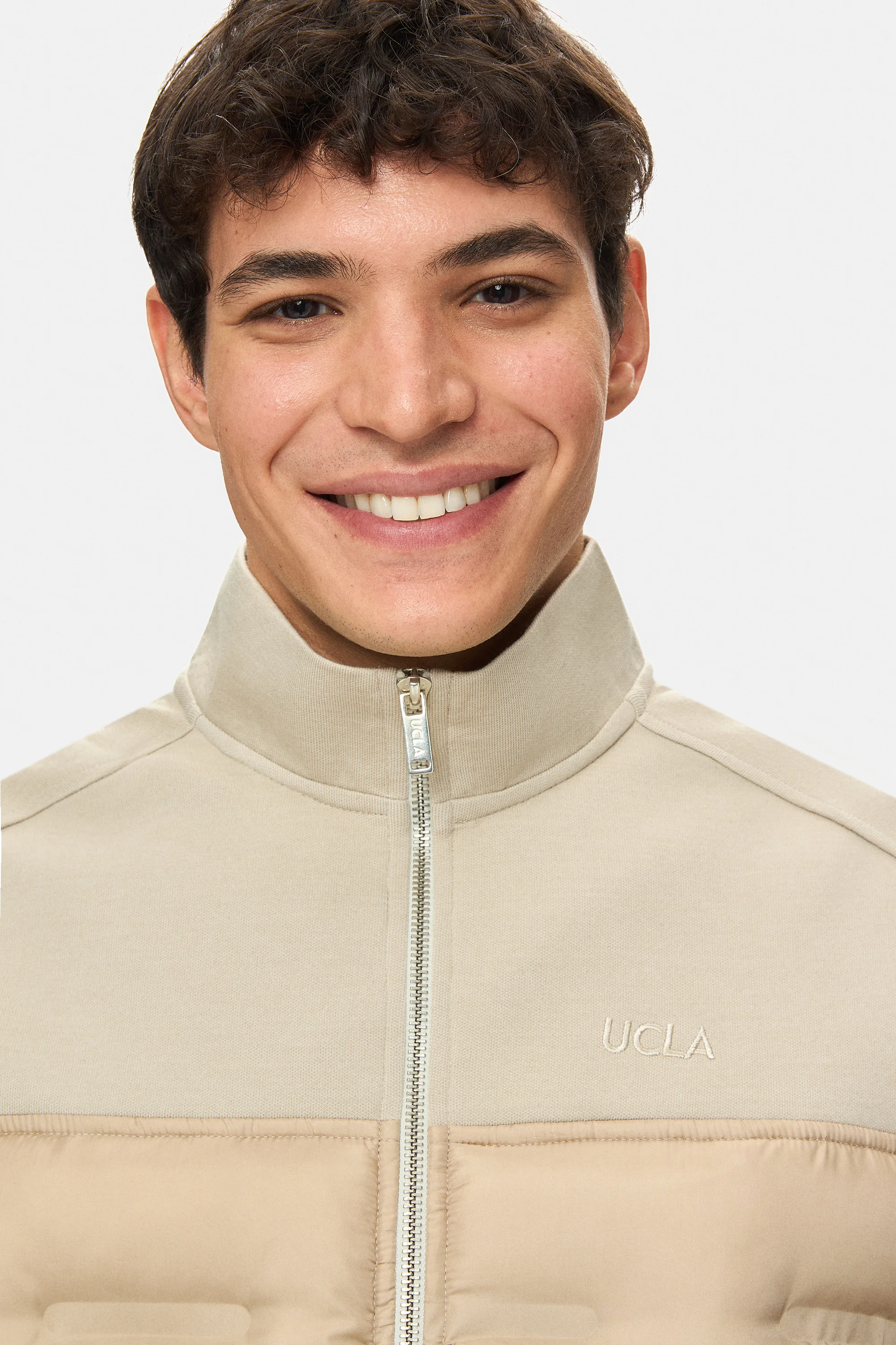 MATHIAS Koyu Bej Fermuarlı ve Cepli Scuba Kumaş Standard Fit Erkek Yelek