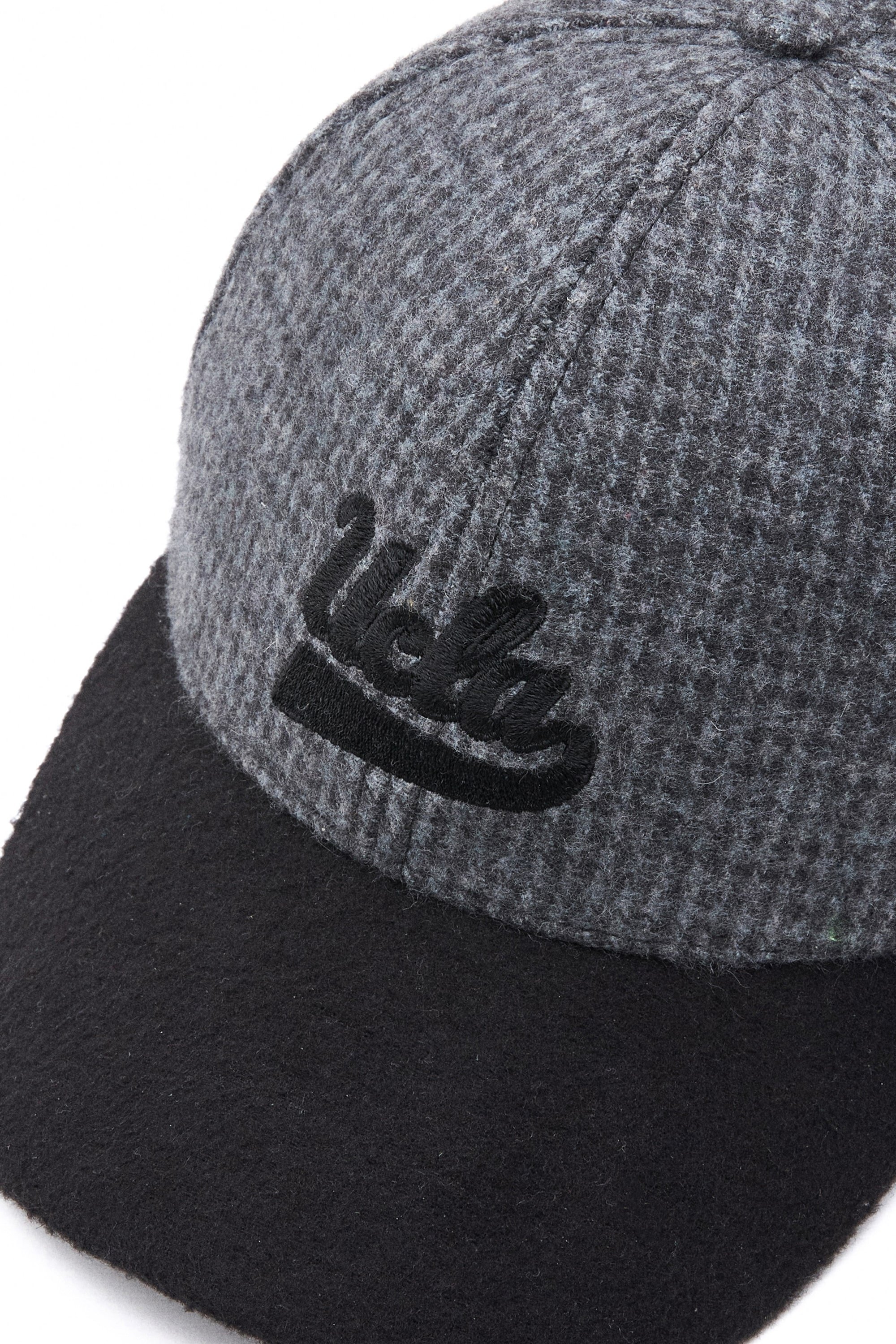 LOGAN Gri Baseball Cap Ekoseli Kaşe Nakışlı ve Metal Tokalı Standard Fit Unisex Şapka