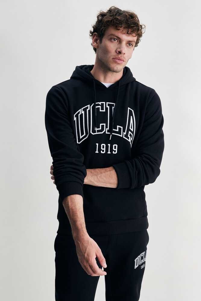 JEPSEN Siyah Kapüşonlu Nakışlı Standard Fit Erkek Sweatshirt