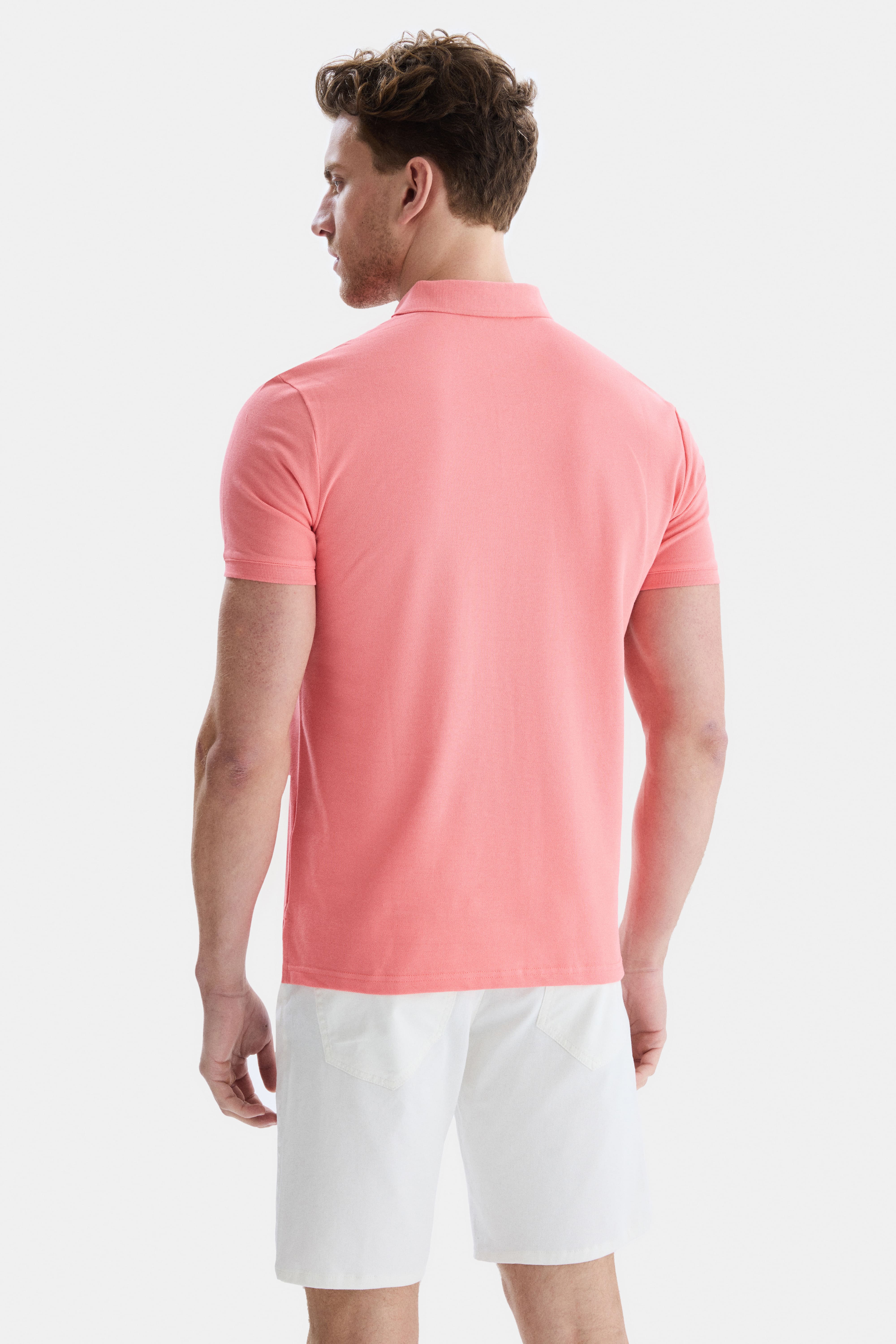 LAKES Pembe Polo Yaka Nakışlı Standard Fit Erkek Tshirt