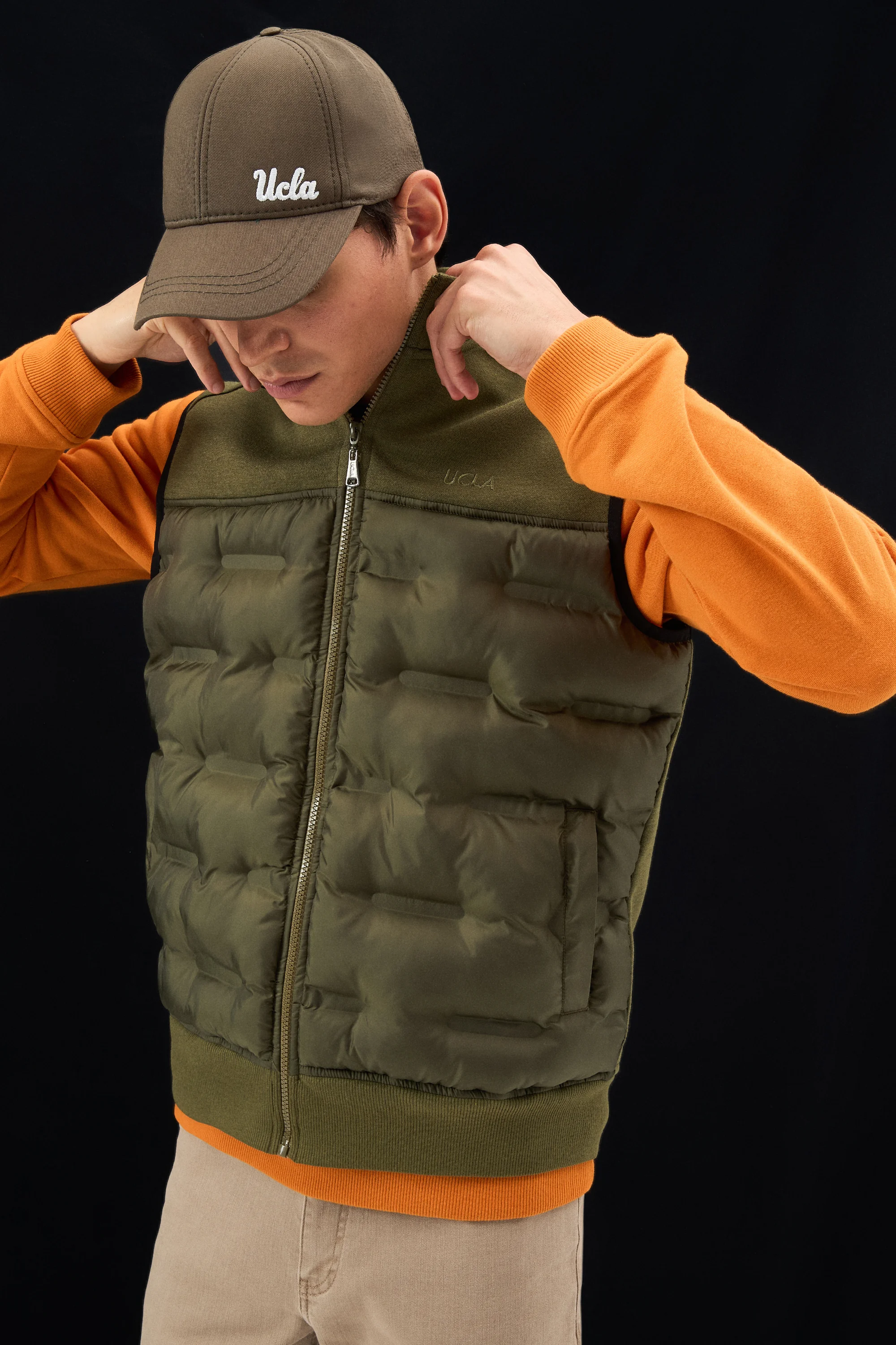 MATHIAS Haki Fermuarlı ve Cepli Scuba Kumaş Standard Fit Erkek Yelek