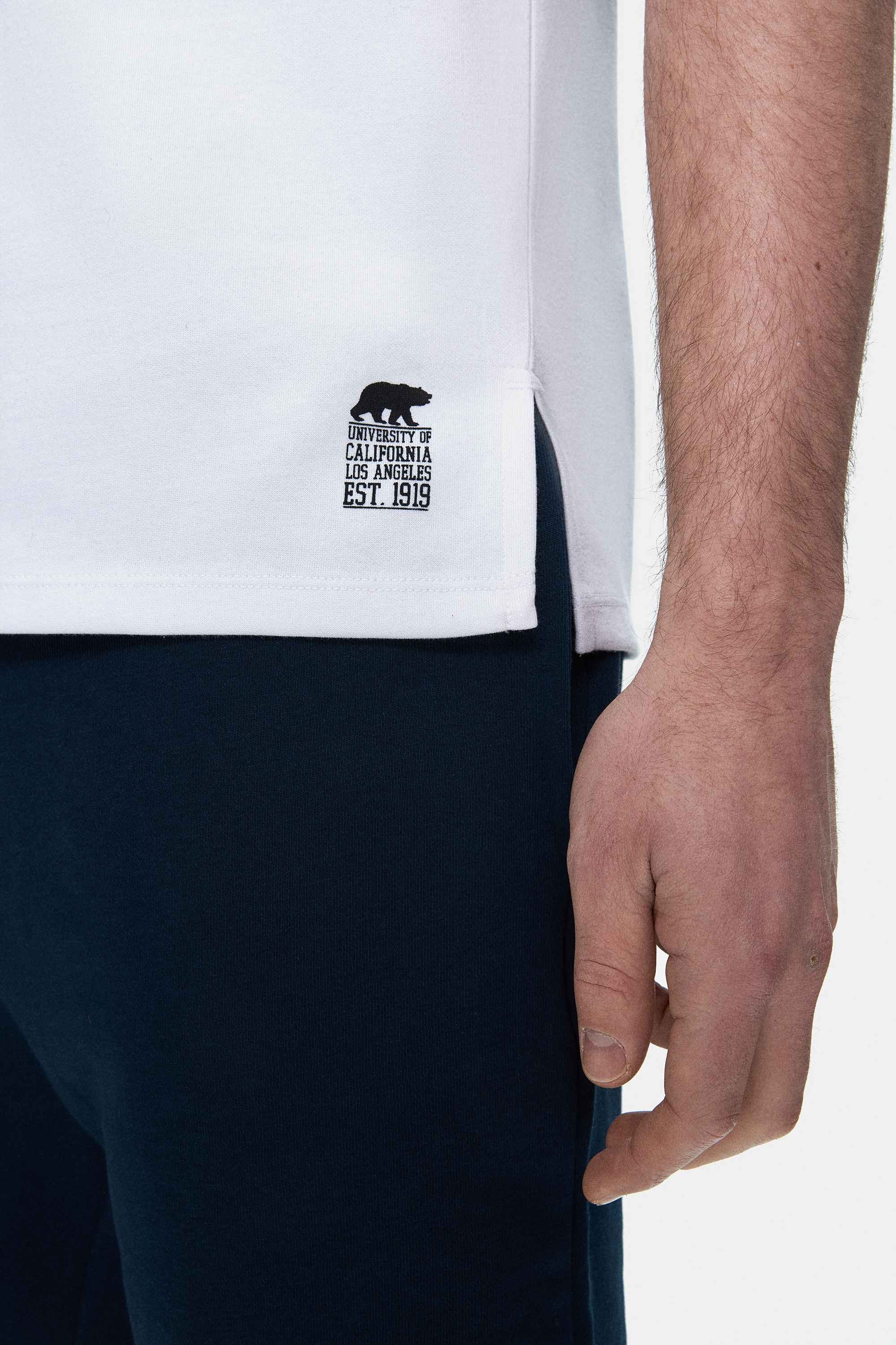 BODHI Beyaz Bisiklet Yaka Sıfır Kol Baskılı Oversize Erkek Tshirt