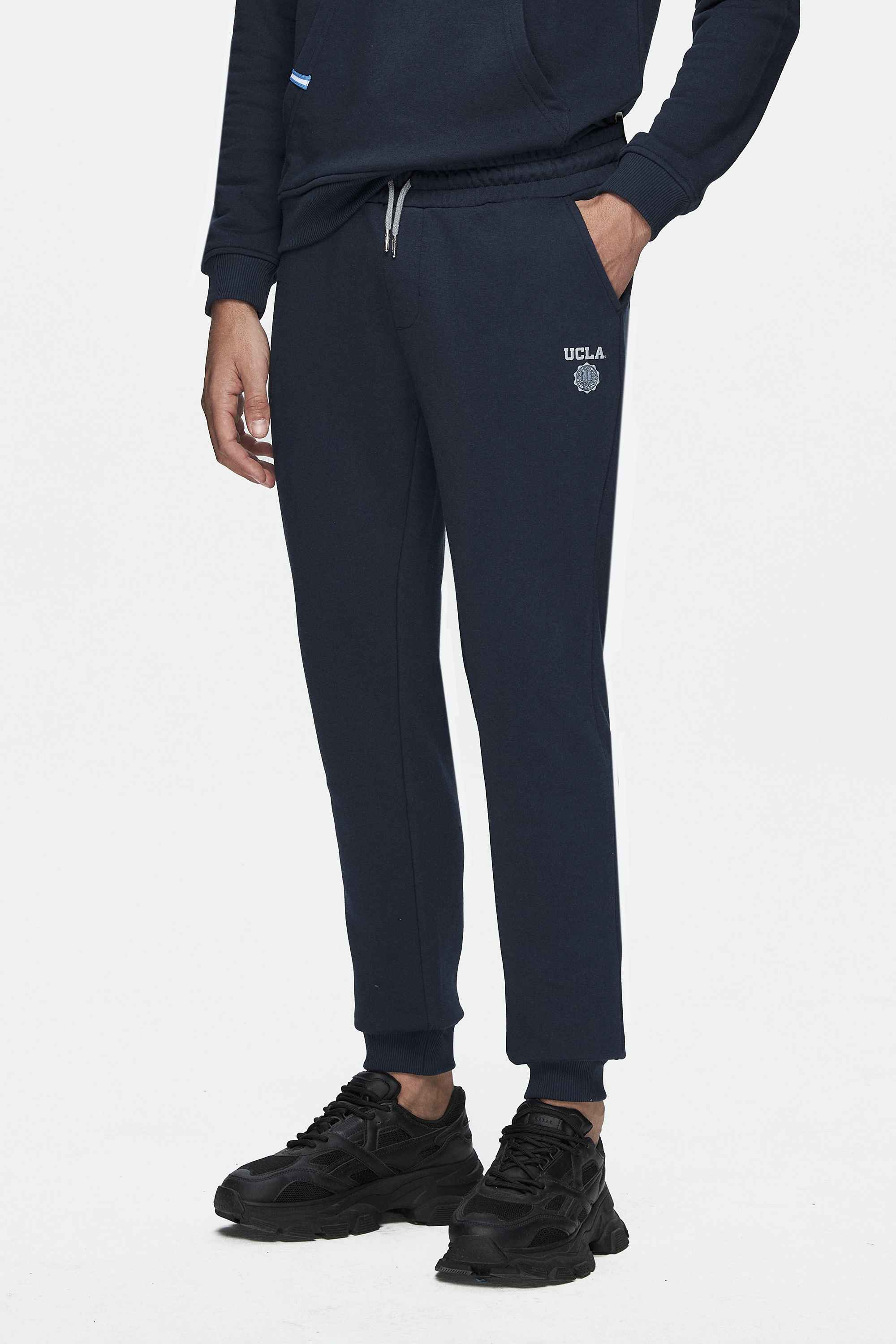 LUSKIN Koyu Lacivert Daralan Kesim Baskılı Standard Fit Erkek Eşofman Altı