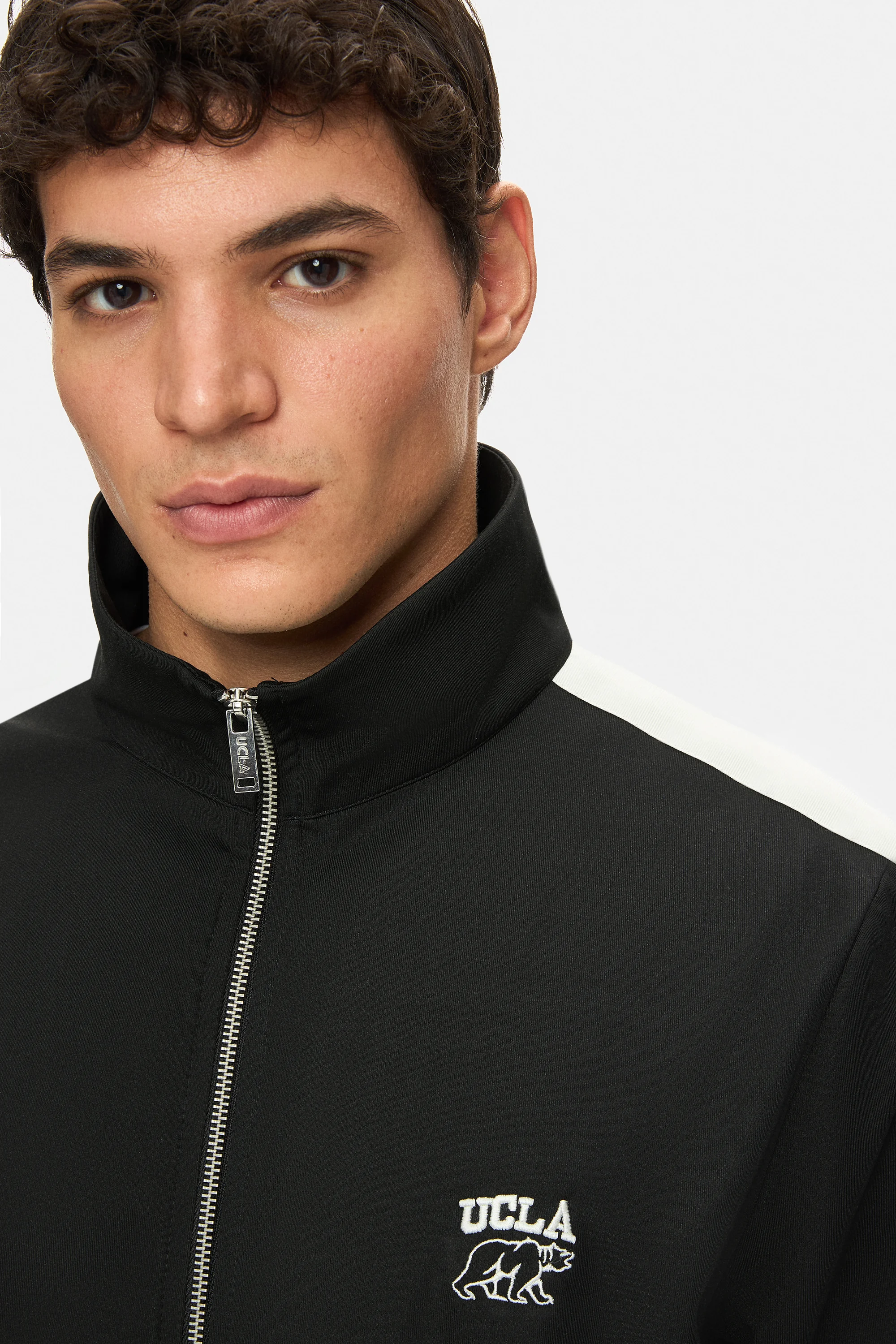 HALSTON Siyah Fermuarlı ve Cepli Nakışlı Standard Fit Erkek Sweatshirt