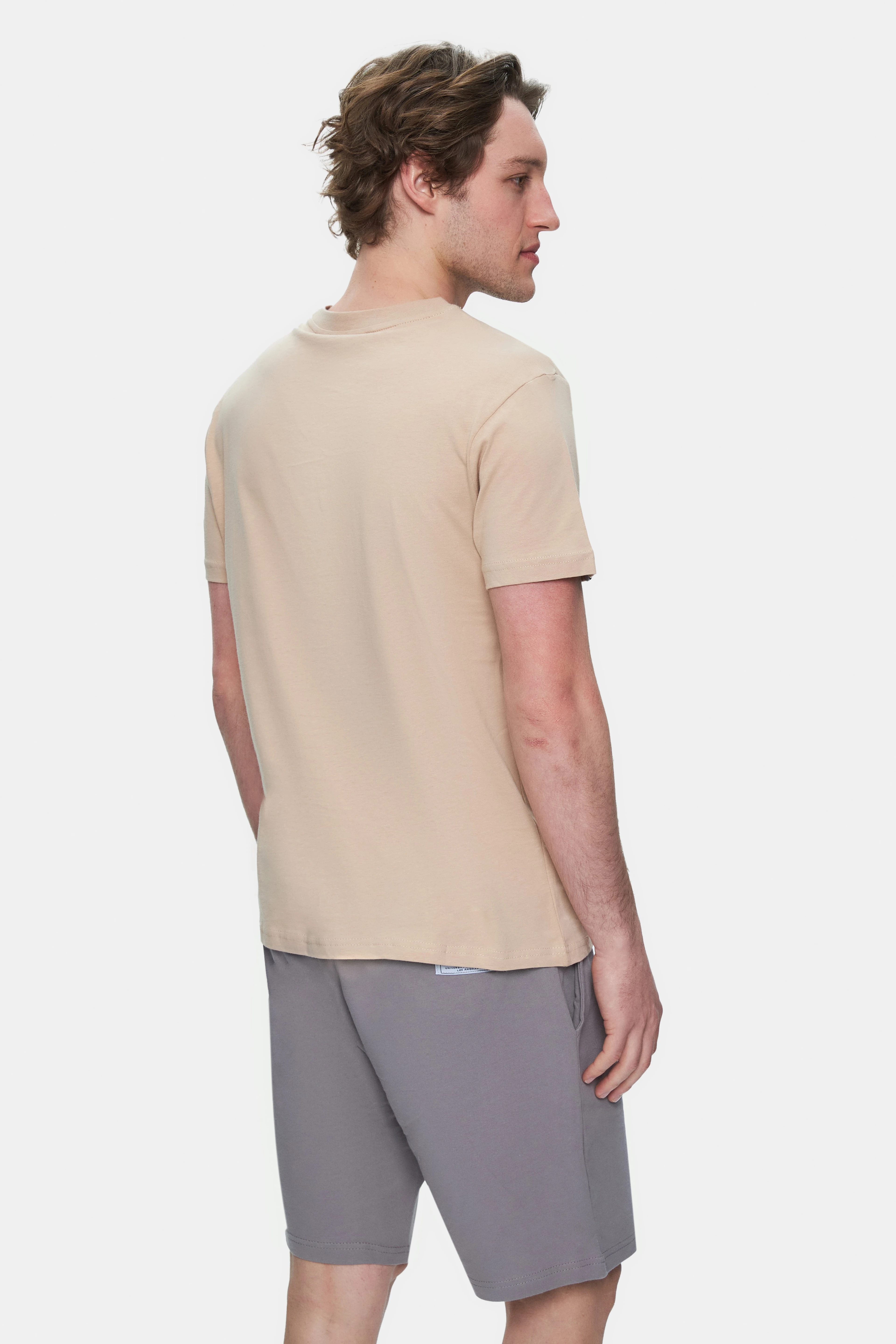 BASS Kahve Bisiklet Yaka Baskılı Standard Fit Erkek Tshirt