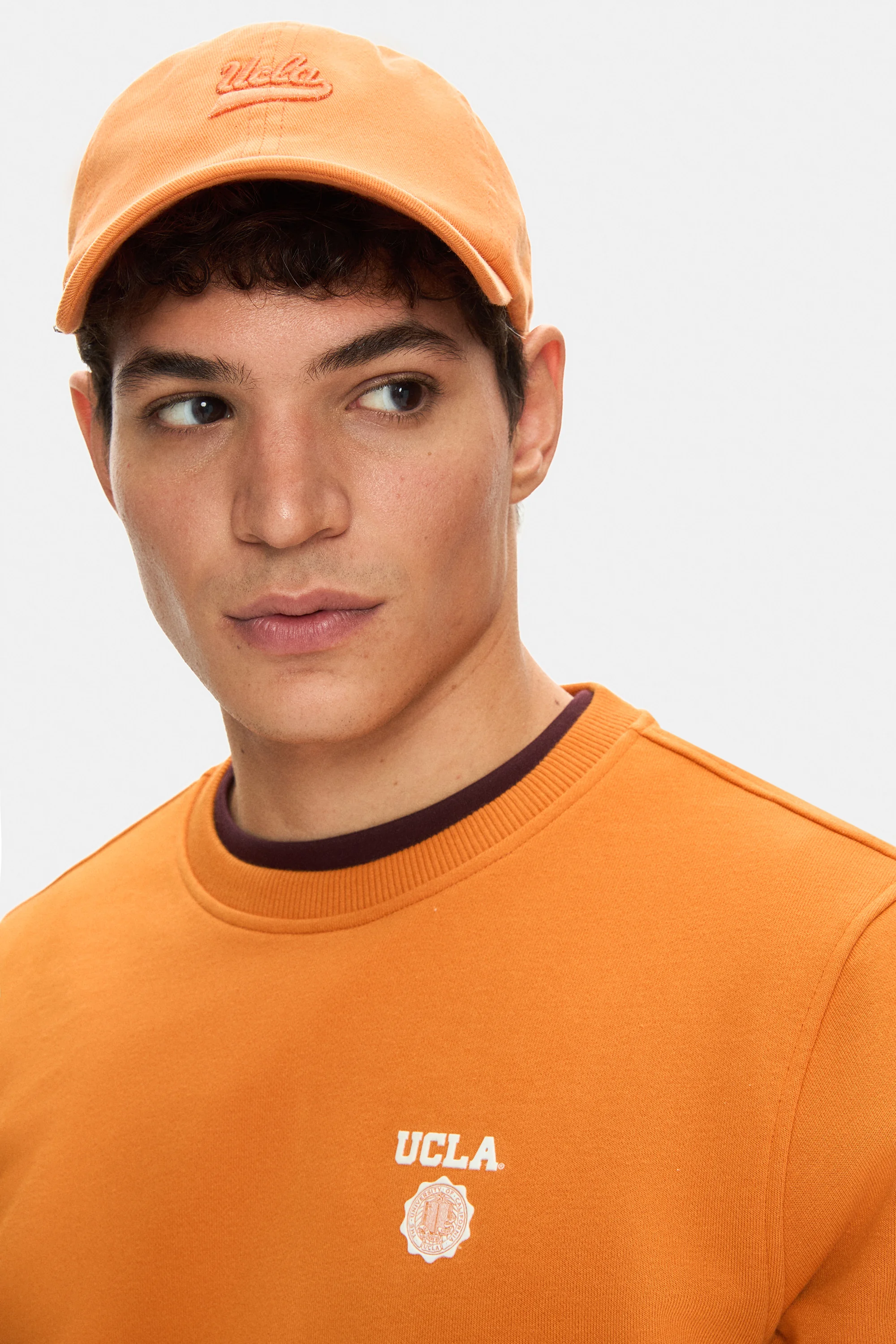 VALLEY Turuncu Bisiklet Yaka Baskılı Standard Fit Erkek Sweatshirt