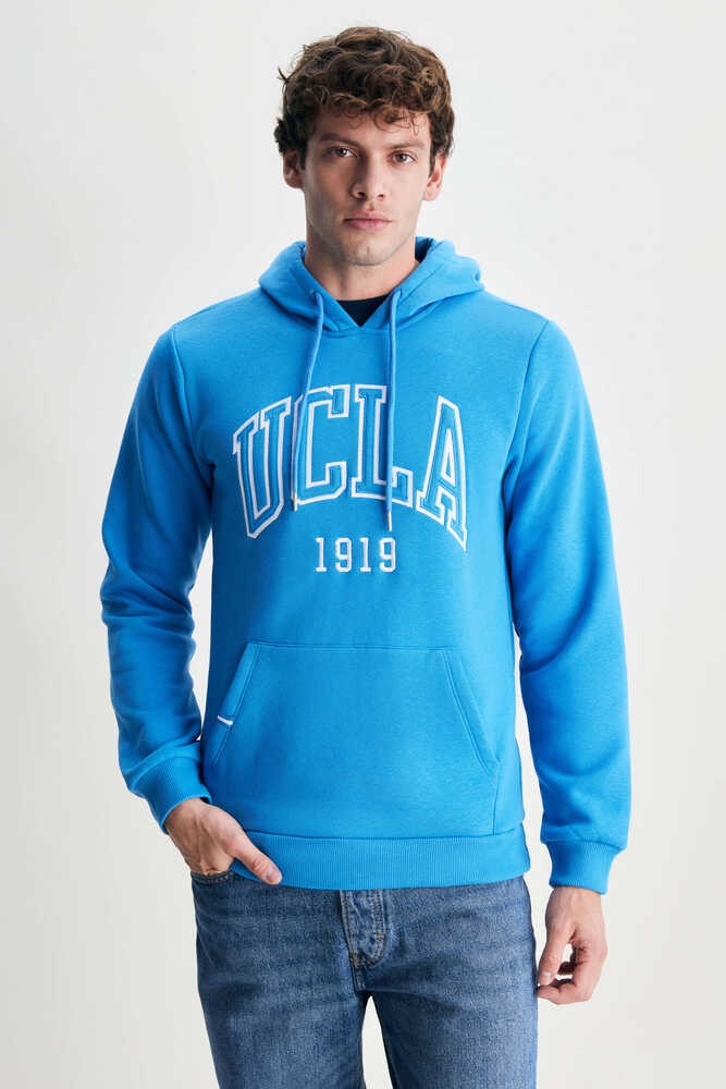 JEPSEN Mavi Kapüşonlu Nakışlı Standard Fit Erkek Sweatshirt