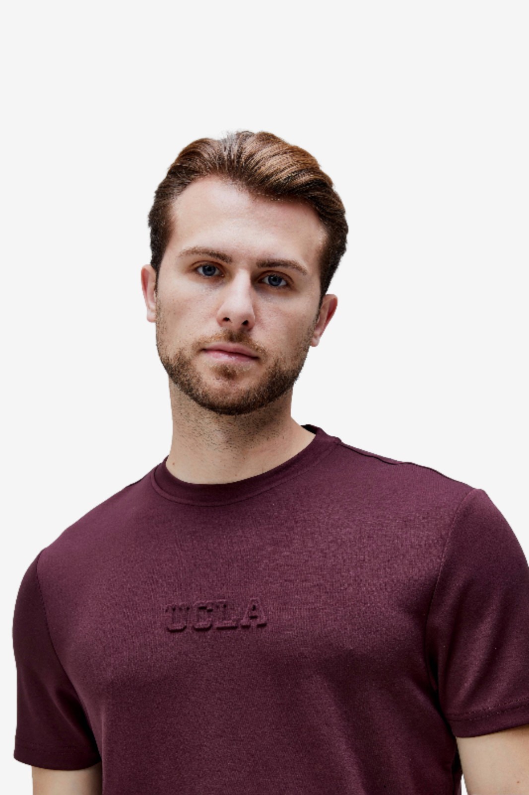 CANARY Bordo Bisiklet Yaka Gofre Baskılı Modal Kumaş Standard Fit Erkek Tshirt