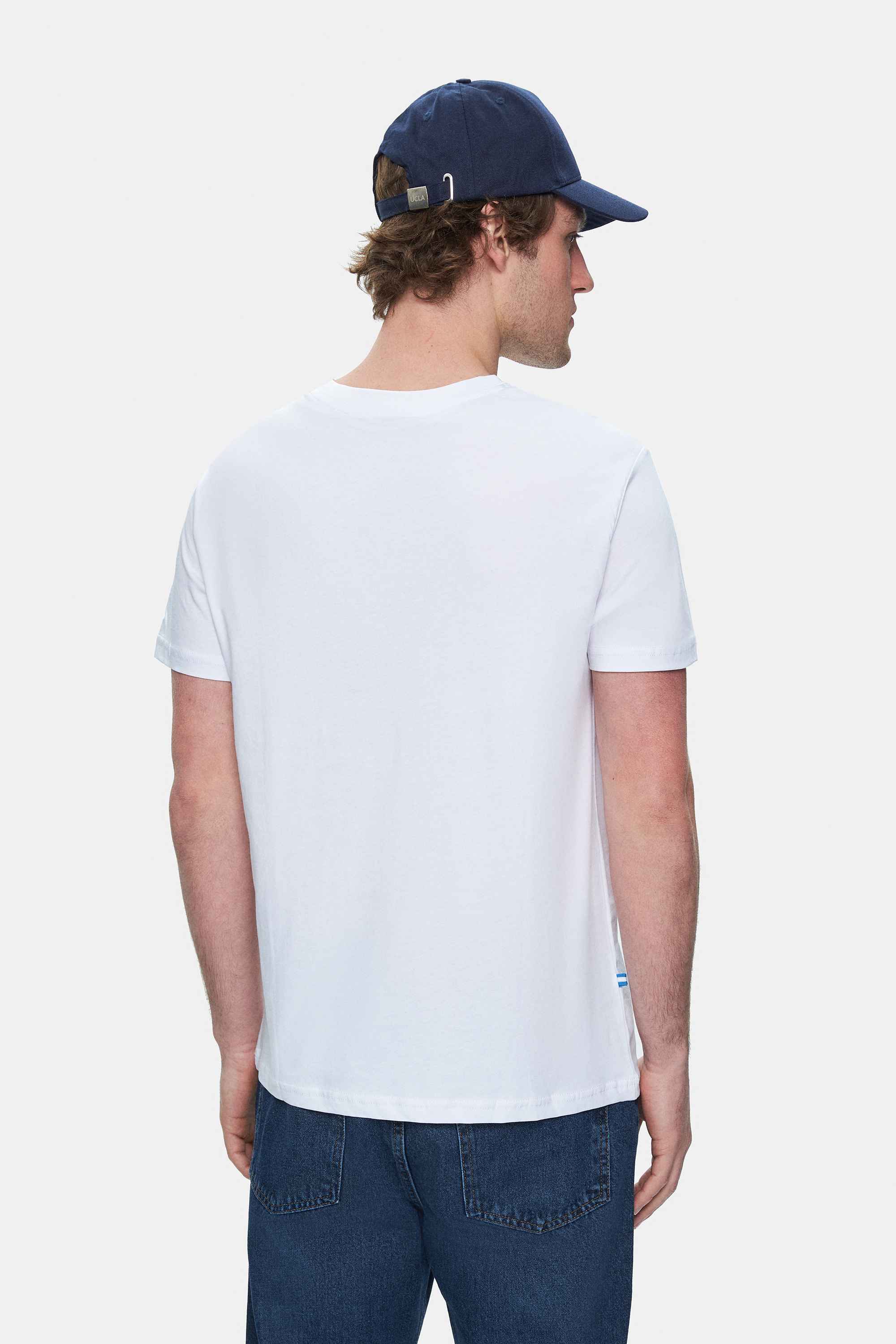 SHERMAN Beyaz Bisiklet Yaka Baskılı Standard Fit Erkek Tshirt