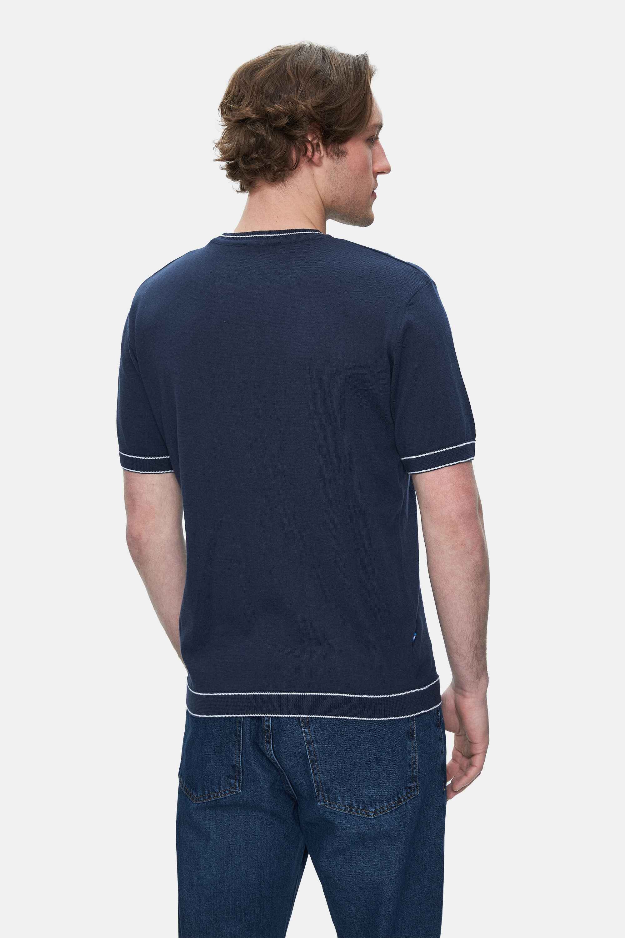 FARED Lacivert Bisiklet Yaka Triko Nakışlı Standard Fit Erkek Tshirt
