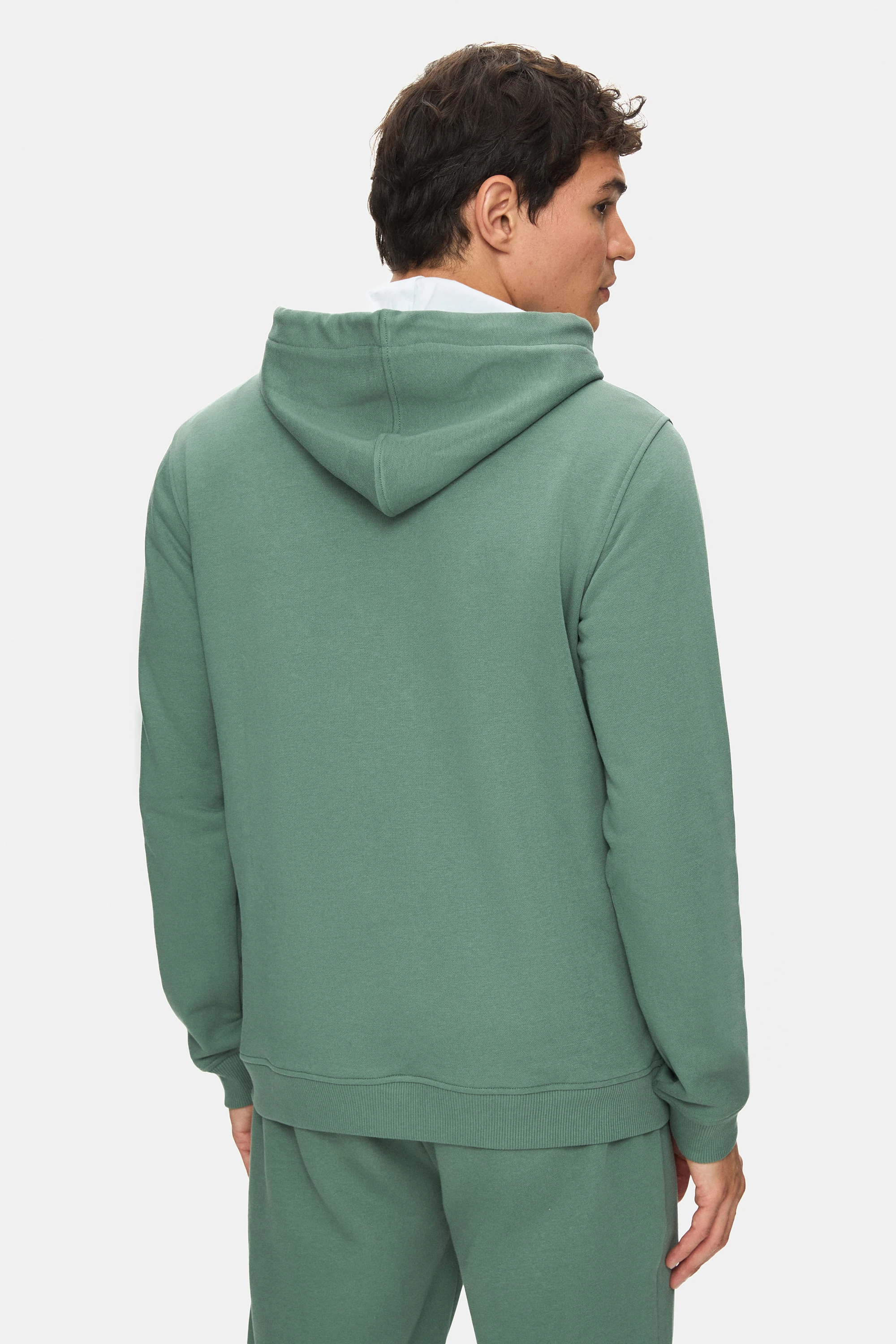HILGARD Adaçayı Yeşili Kapüşonlu Ve Fermuarlı Baskılı Standard Fit Erkek Sweatshirt