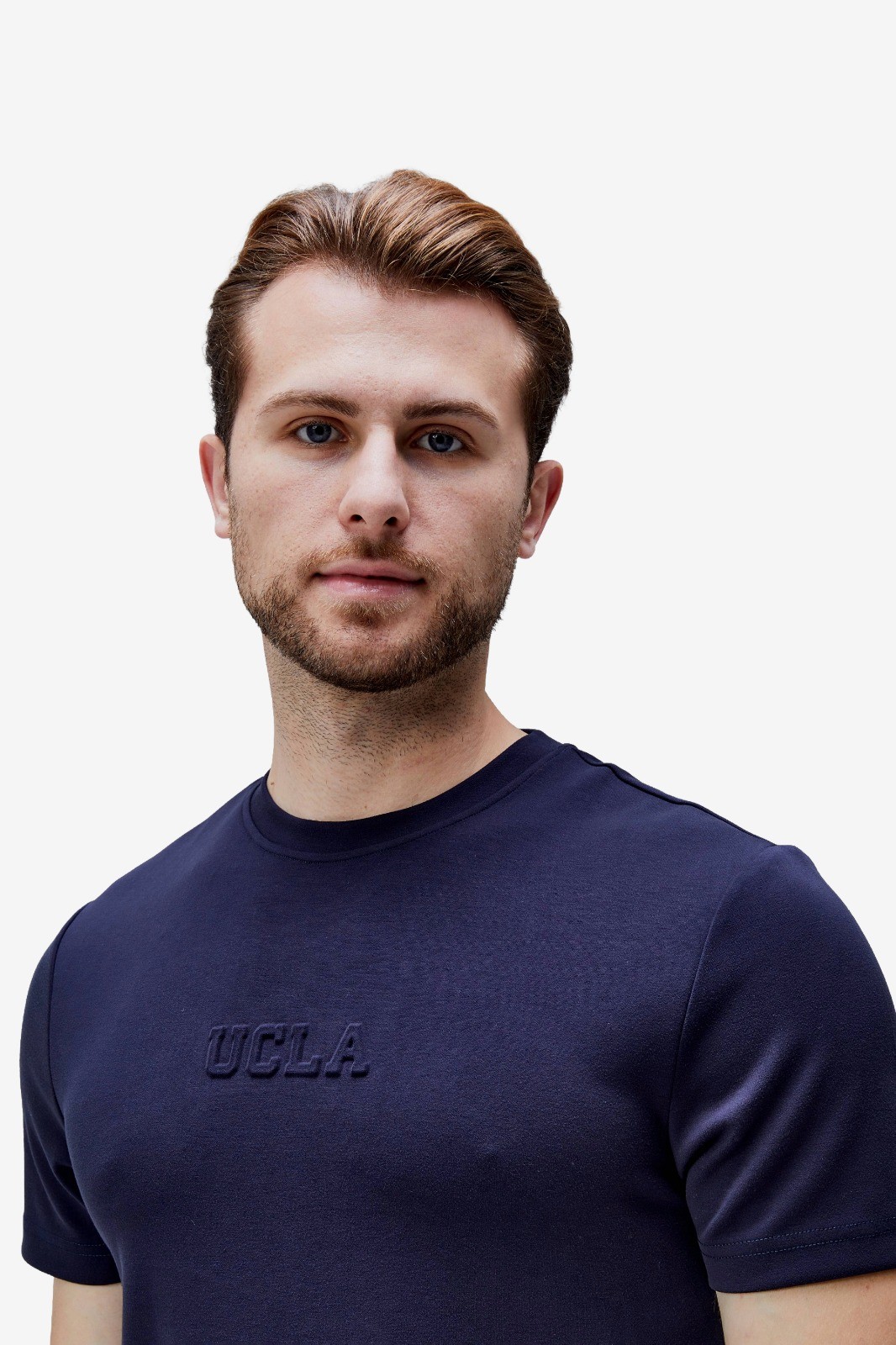 CANARY Lacivert Bisiklet Yaka Gofre Baskılı Modal Kumaş Standard Fit Erkek Tshirt