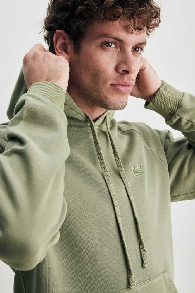 JUDE Yeşil Kapüşonlu Nakışlı Standard Fit Erkek Sweatshirt