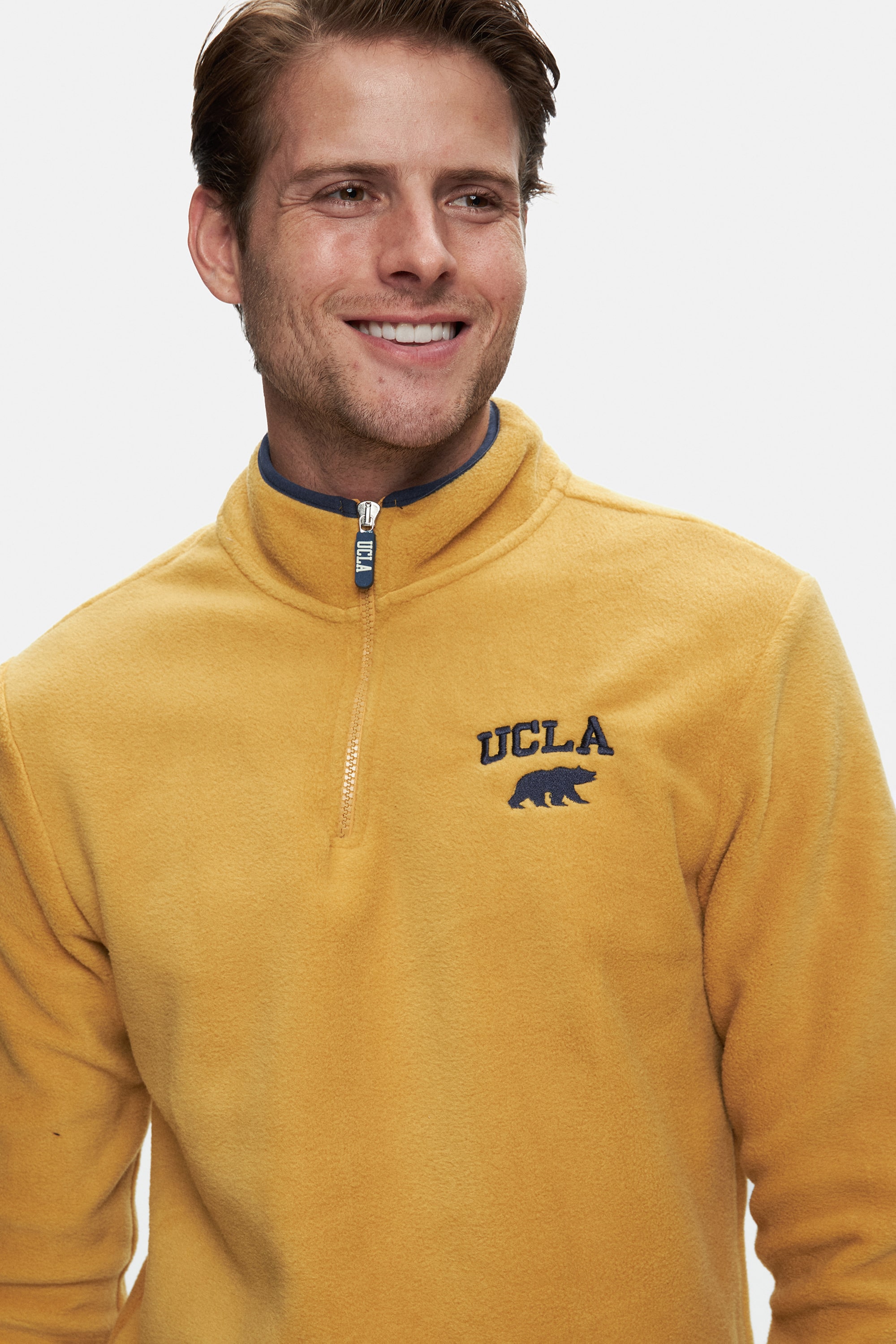 CORNING Sarı Yarım Fermuarlı Nakışlı Polar Dik Yaka Standard Fit Erkek Sweatshirt