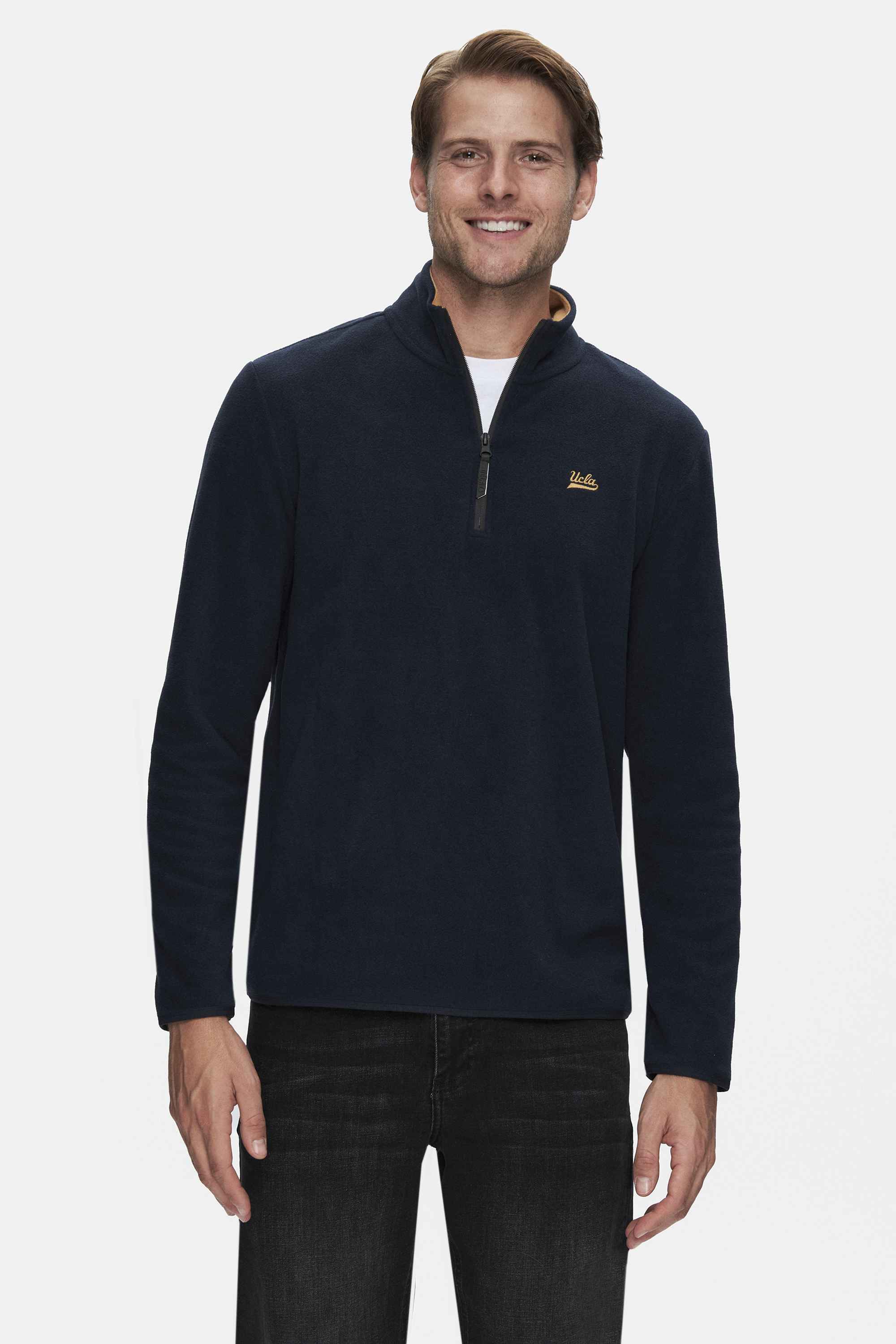 GREMIO Lacivert Polar Dik Yaka Nakışlı Standard Fit Erkek Sweatshirt