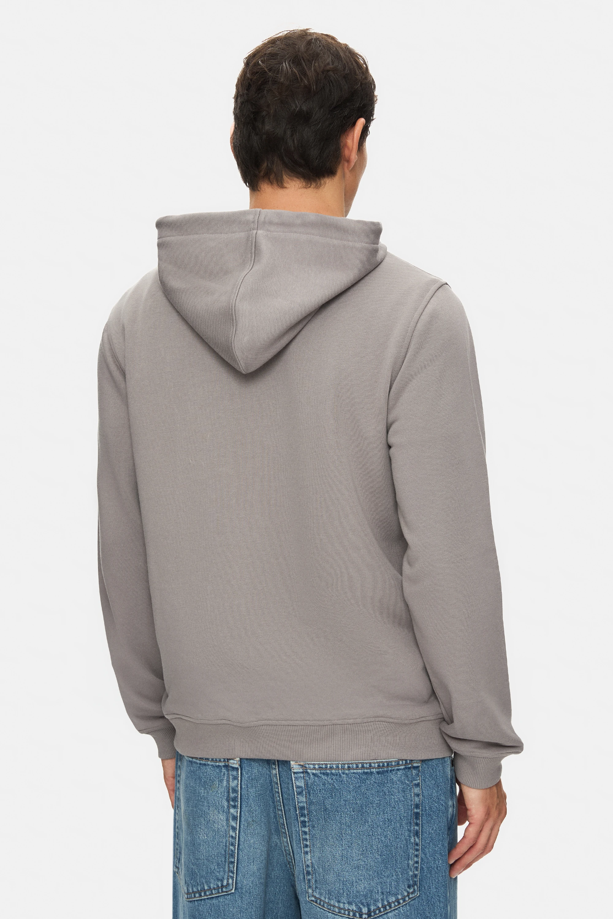 HILGARD Koyu Gri Kapüşonlu Ve Fermuarlı Baskılı Standard Fit Erkek Sweatshirt