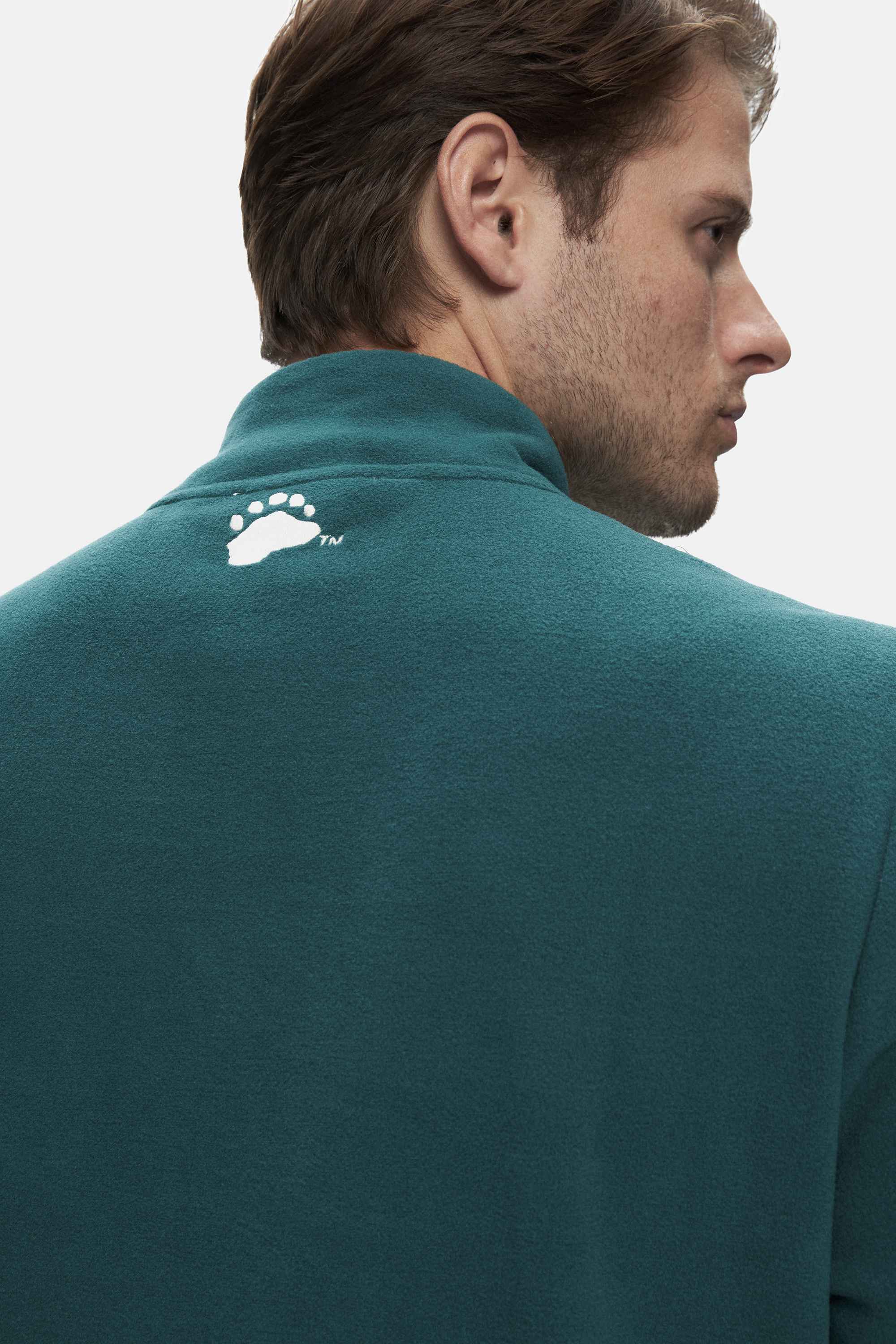 GREMIO Yeşil Polar Dik Yaka Nakışlı Standard Fit Erkek Sweatshirt