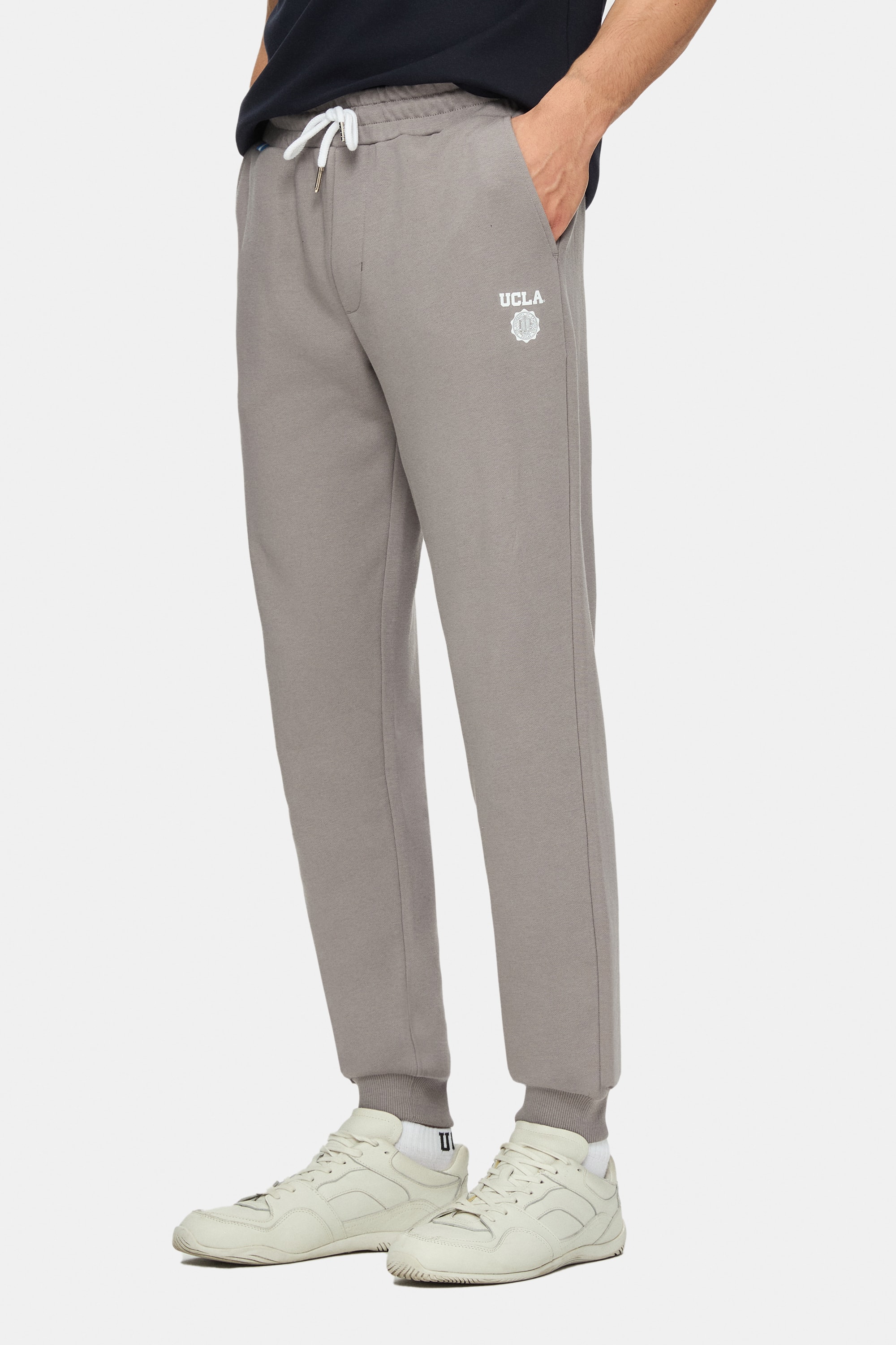 LUSKIN Koyu Gri Daralan Kesim Paçası Lastikli Baskılı Standard Fit Erkek Eşofman Alt