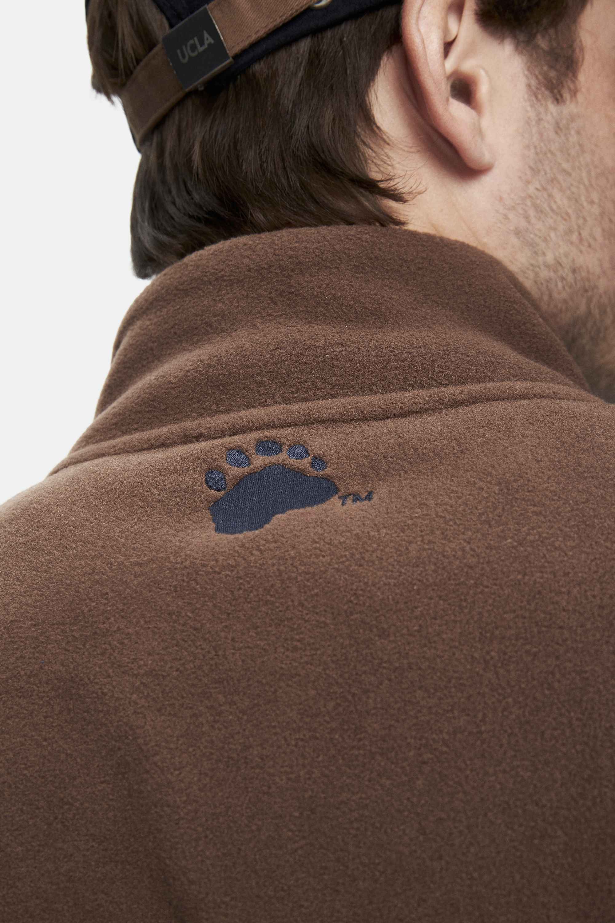 GREMIO Kahve Polar Dik Yaka Nakışlı Standard Fit Erkek Sweatshirt