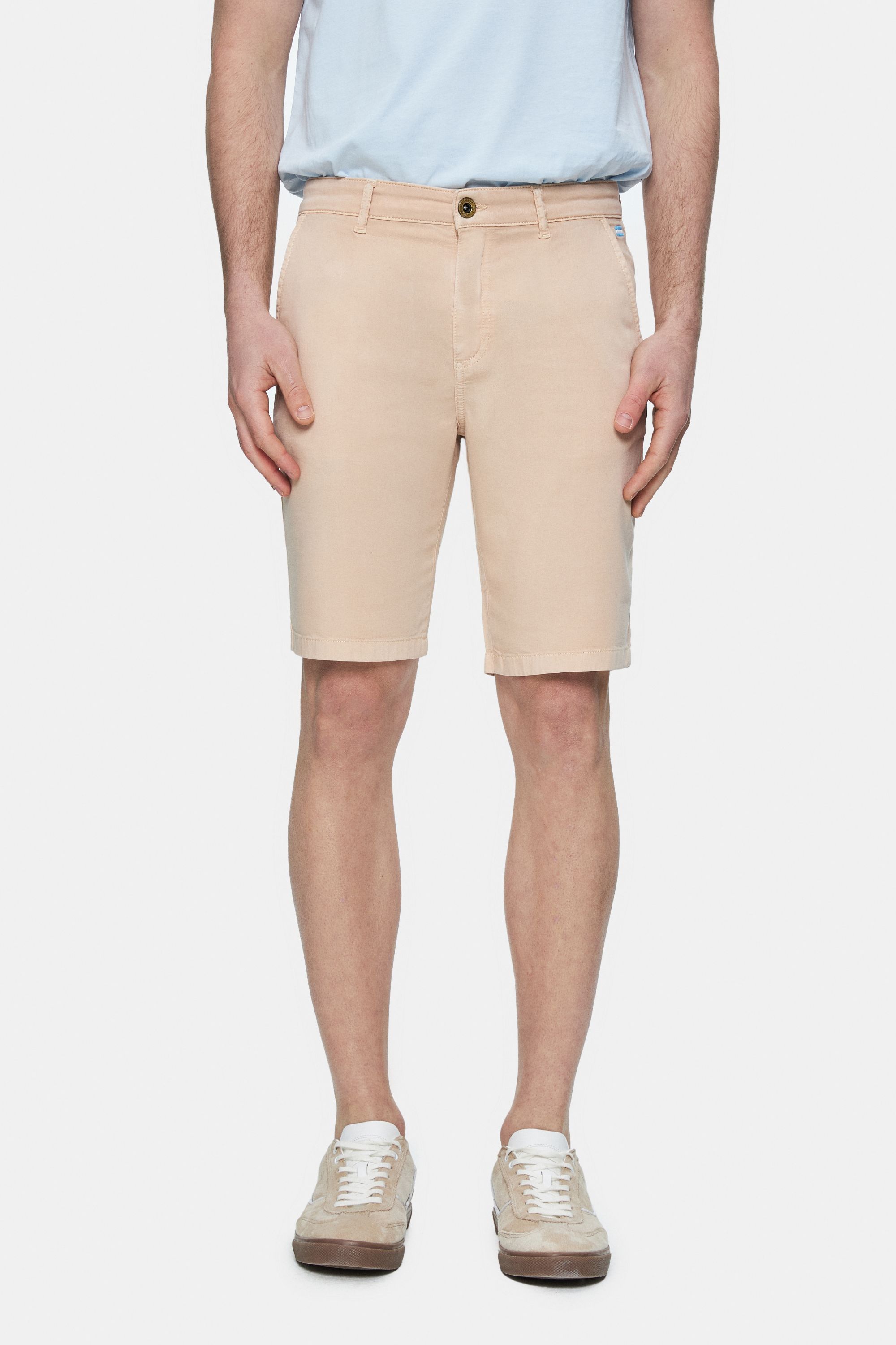 VALOR Camel Gabardin Nakışlı Standard Fit Erkek Şort