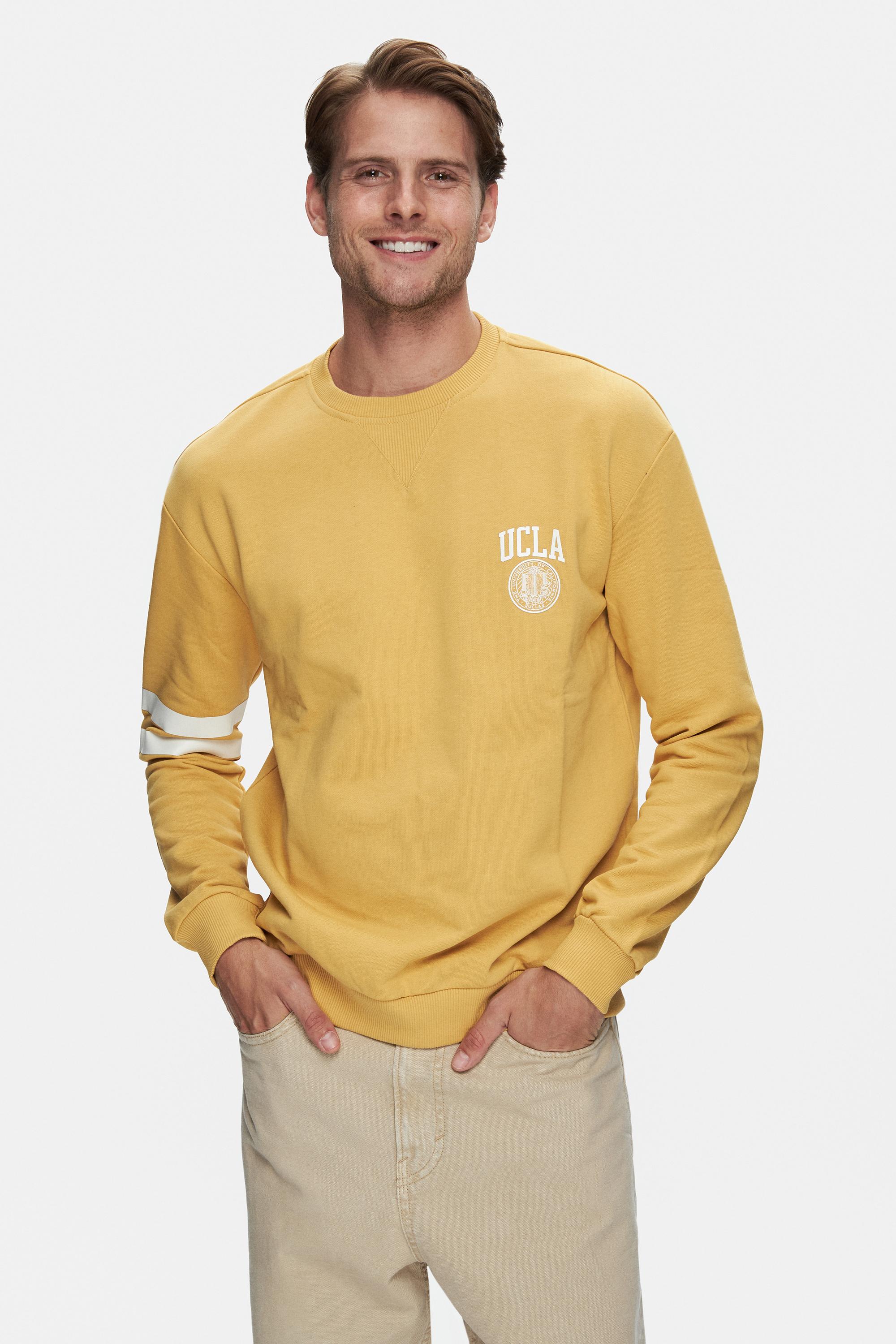 YOUNT Kahve Bisiklet Yaka Baskılı Oversize  Erkek Sweatshirt