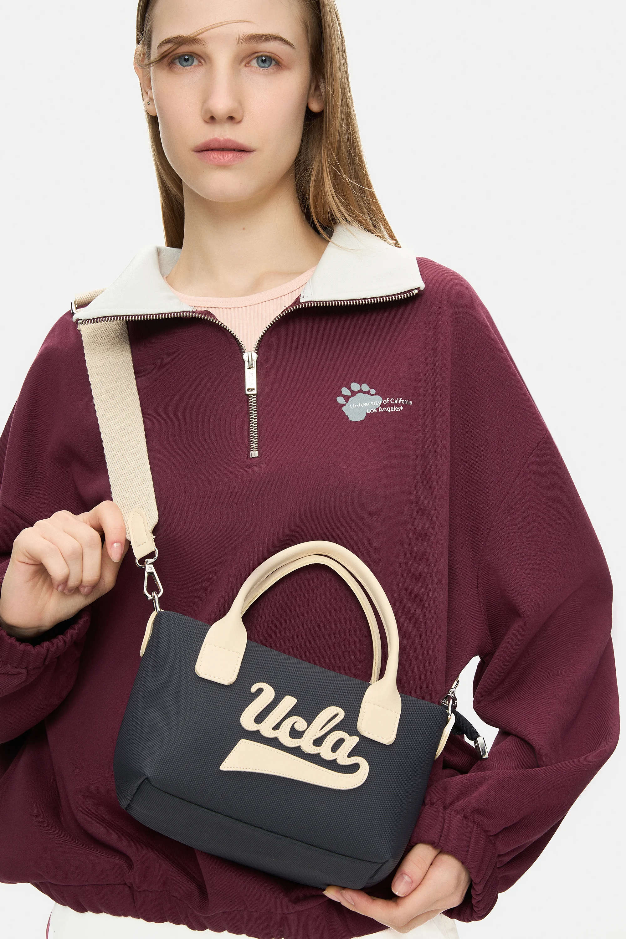 HARLOW Lacivert Suni Deri Midi Çapraz Çanta - Kadın Çanta