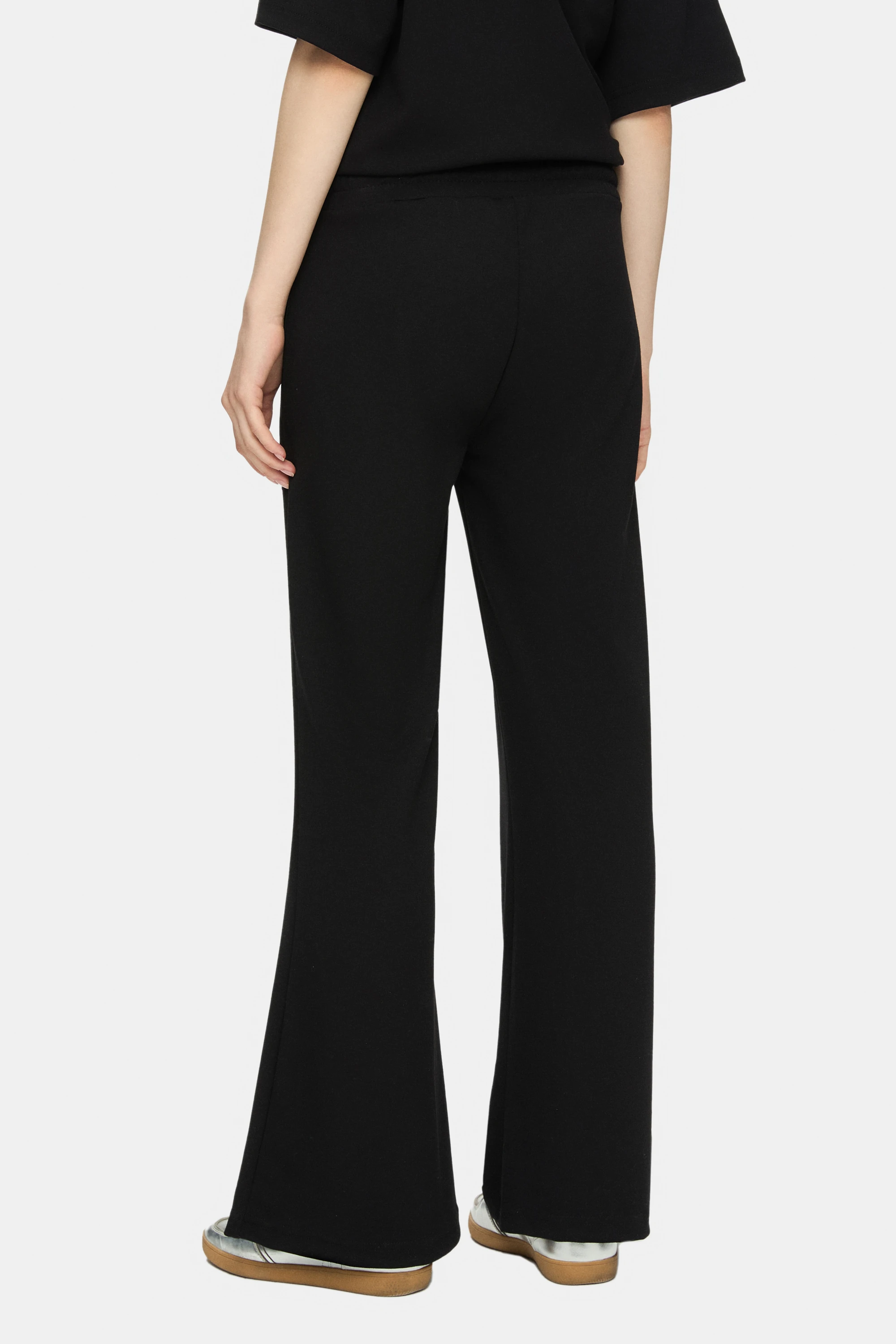 URANIA Siyah İspanyol Paça Gofre Baskı Loose Fit Kadın Eşofman Altı