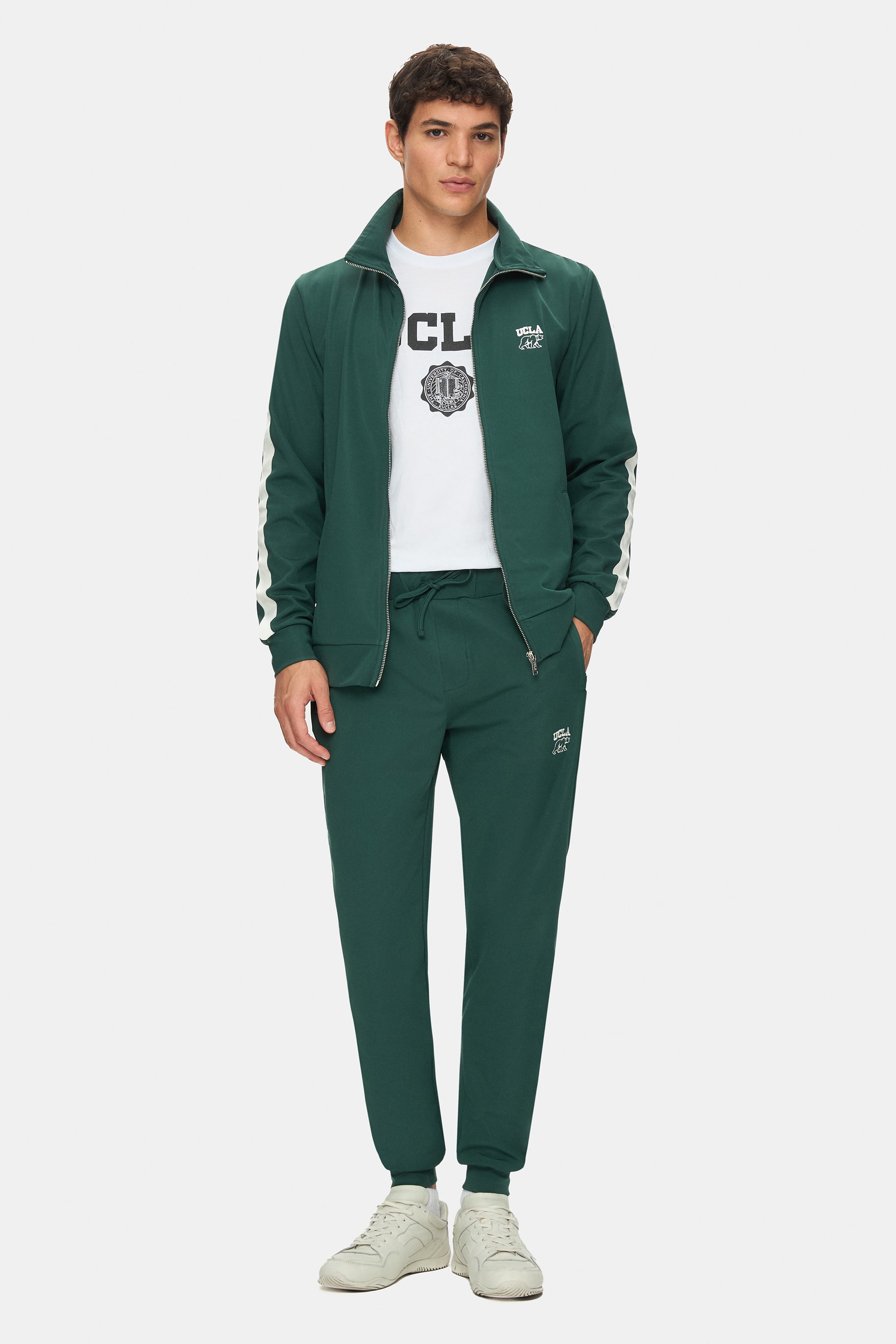 HALSTON Koyu Yeşil Fermuarlı ve Cepli Baskılı Standard Fit Erkek Sweatshirt