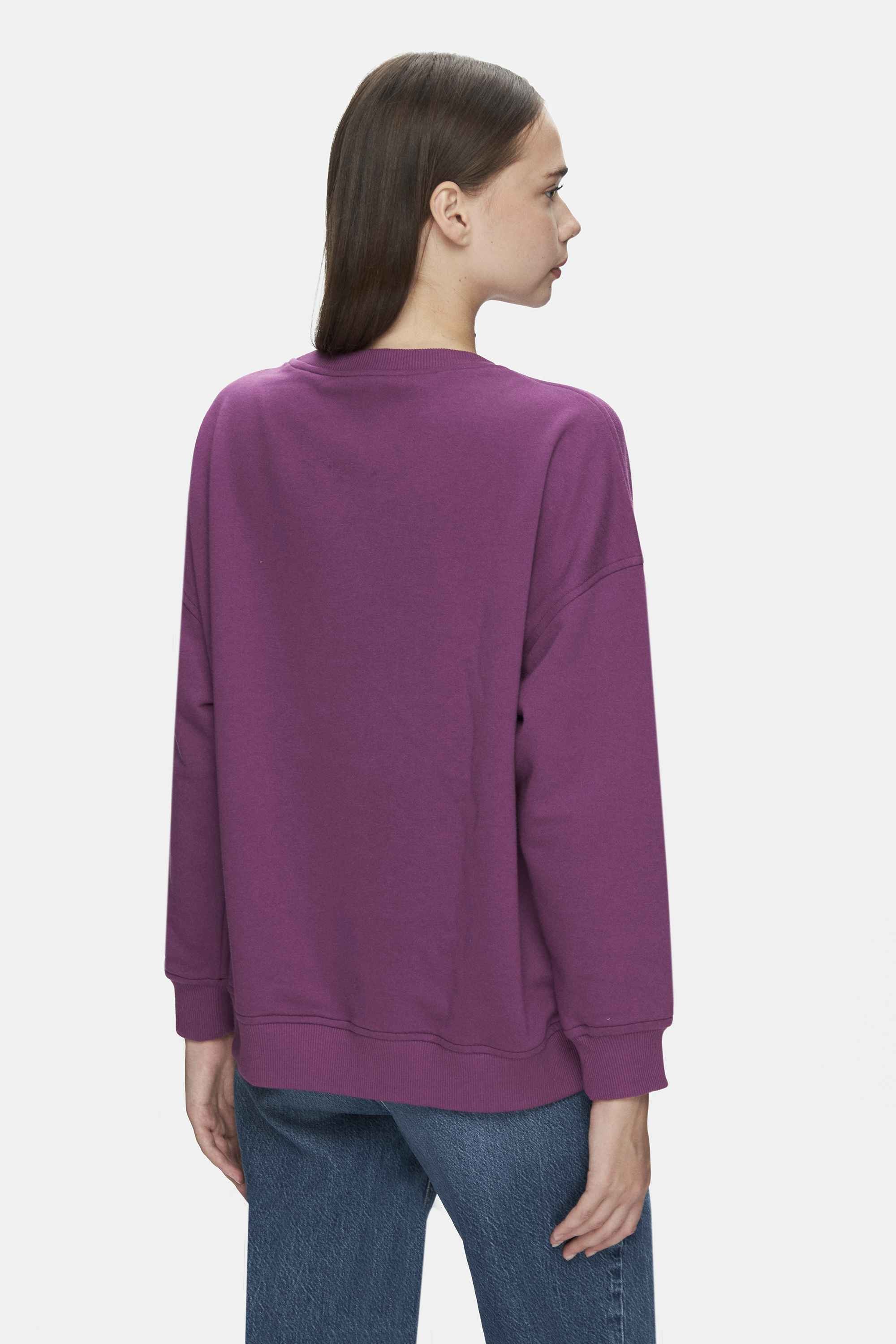 BARBARA Mor Nakışlı Oversize Kadın Sweatshirt