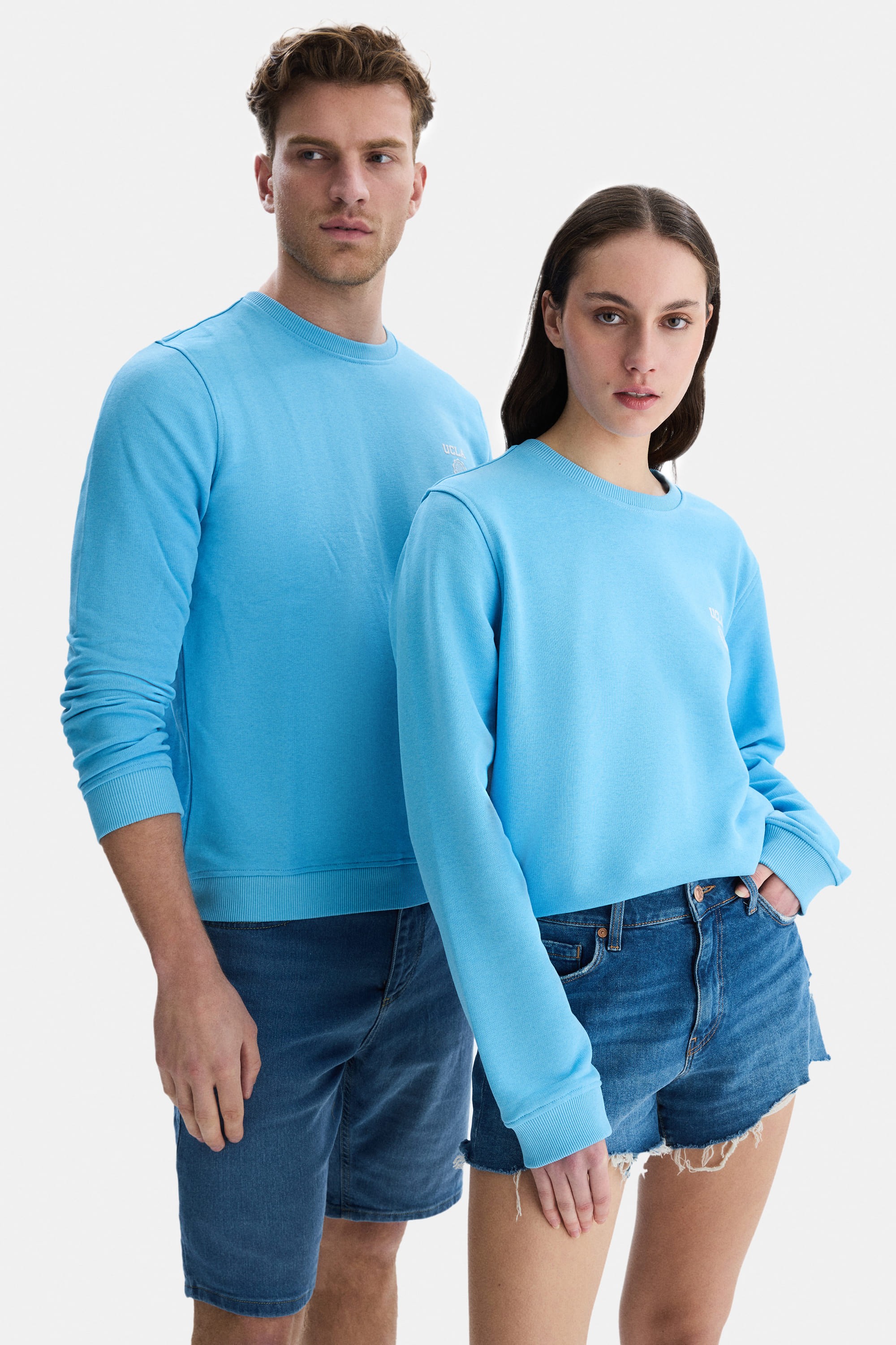 VALLEY Mavi Bisiklet Yaka Baskılı Standard Fit Erkek Sweatshirt