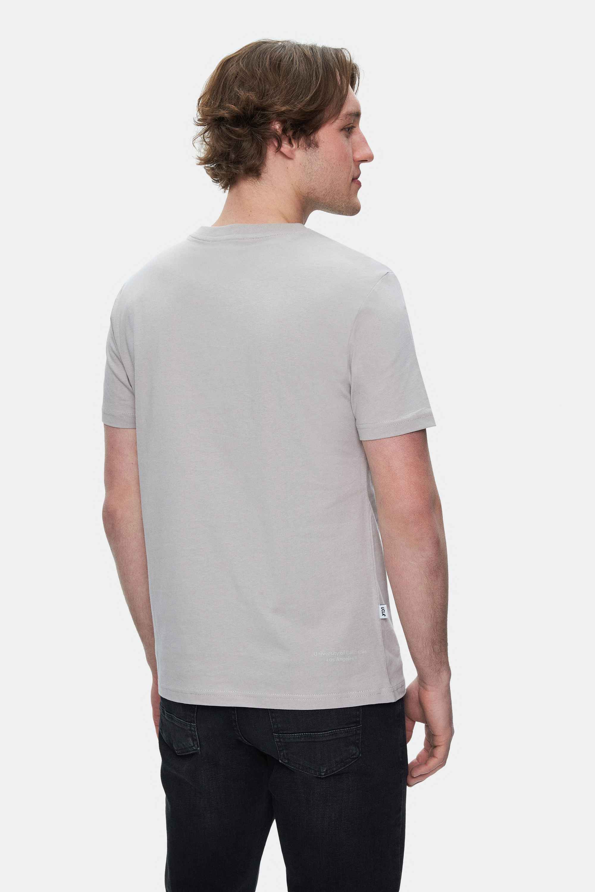 CULVER Gri Bisiklet Yaka Baskılı Standard Fit Erkek Tshirt