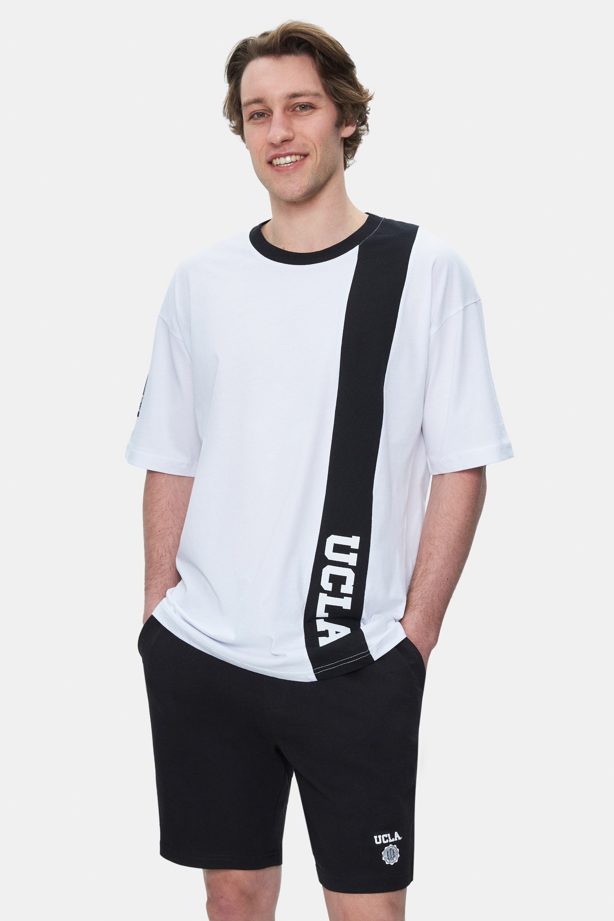 KEITH Beyaz Bisiklet Yaka Baskılı Oversize Erkek Tshirt