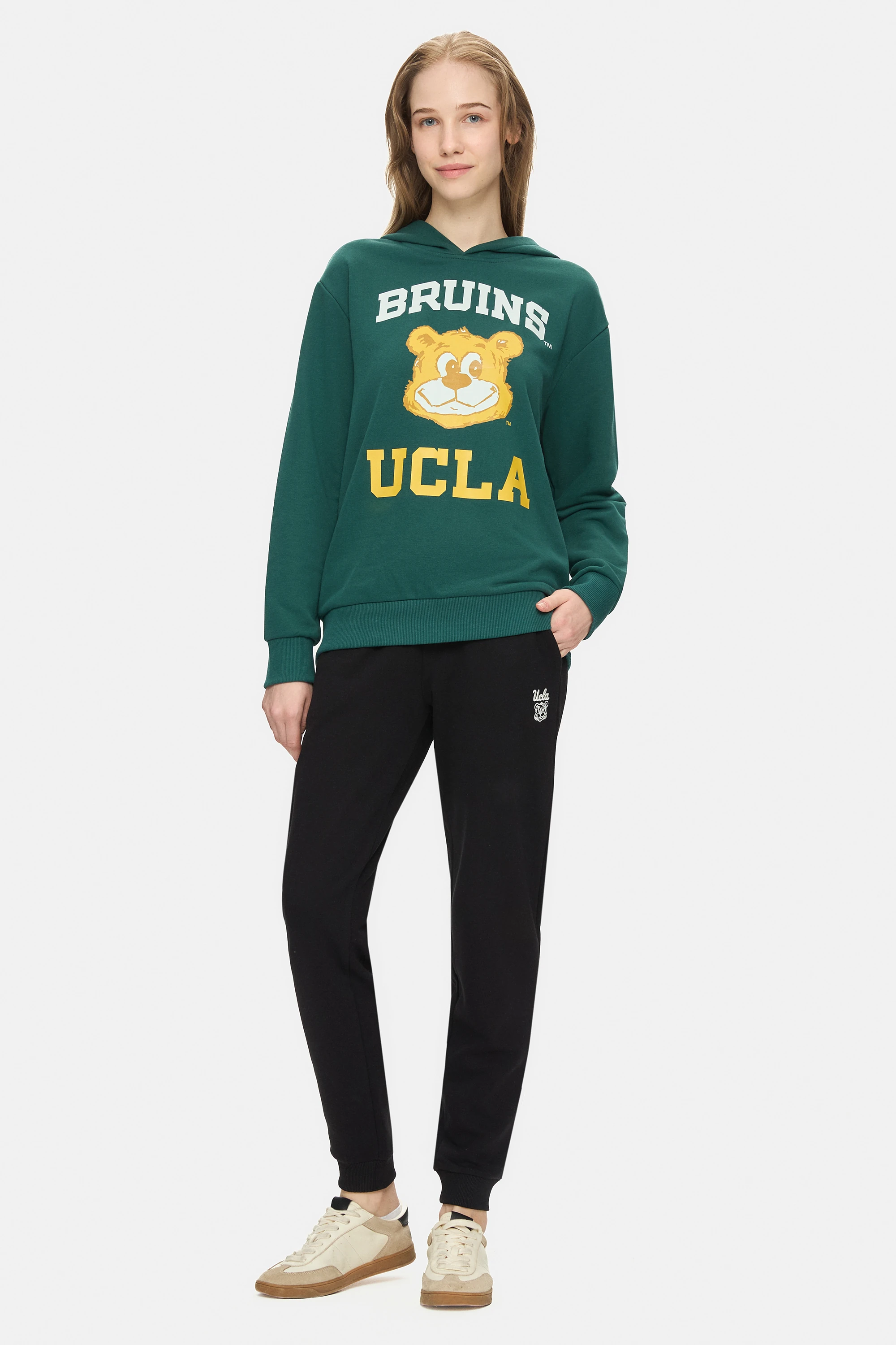 EARTHA Koyu Yeşil Kapüşonlu Baskılı Loose Fit Kadın Sweatshirt