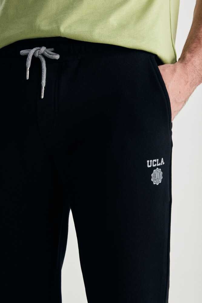 LUSKIN Siyah Daralan Kesim Baskılı Standard Fit Erkek Eşofman Altı