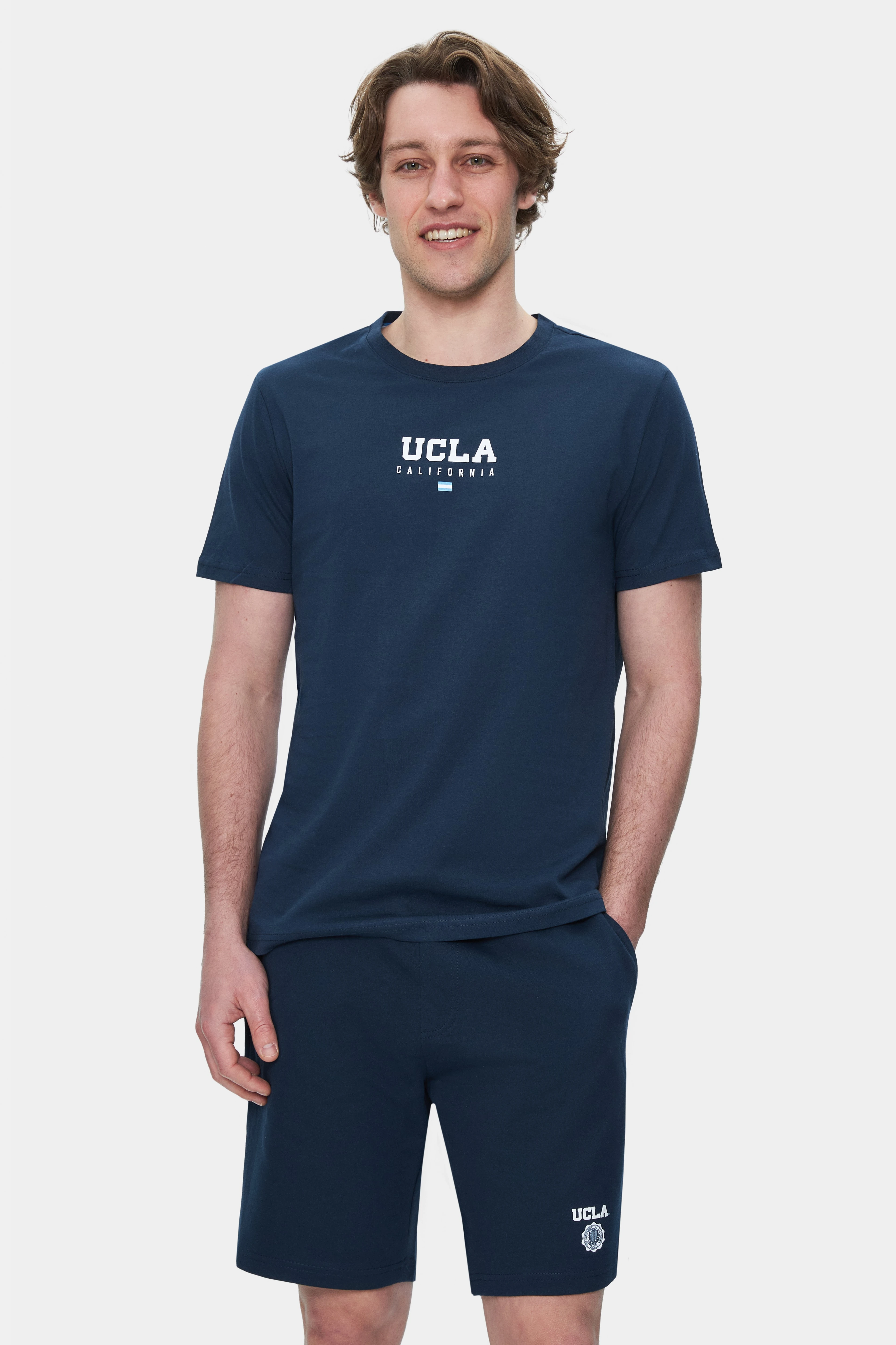 SHERMAN Lacivert Bisiklet Yaka Baskılı Standard Fit Erkek Tshirt