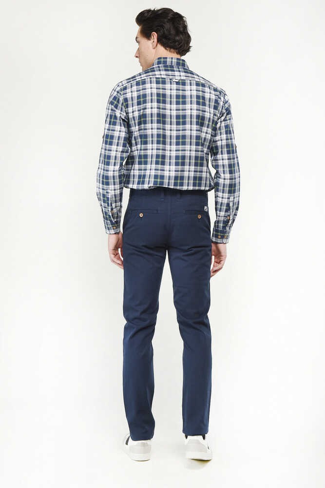 CERRITO Koyu Lacivert Dokuma Etiketli Cepli Slim Fit Erkek Chino