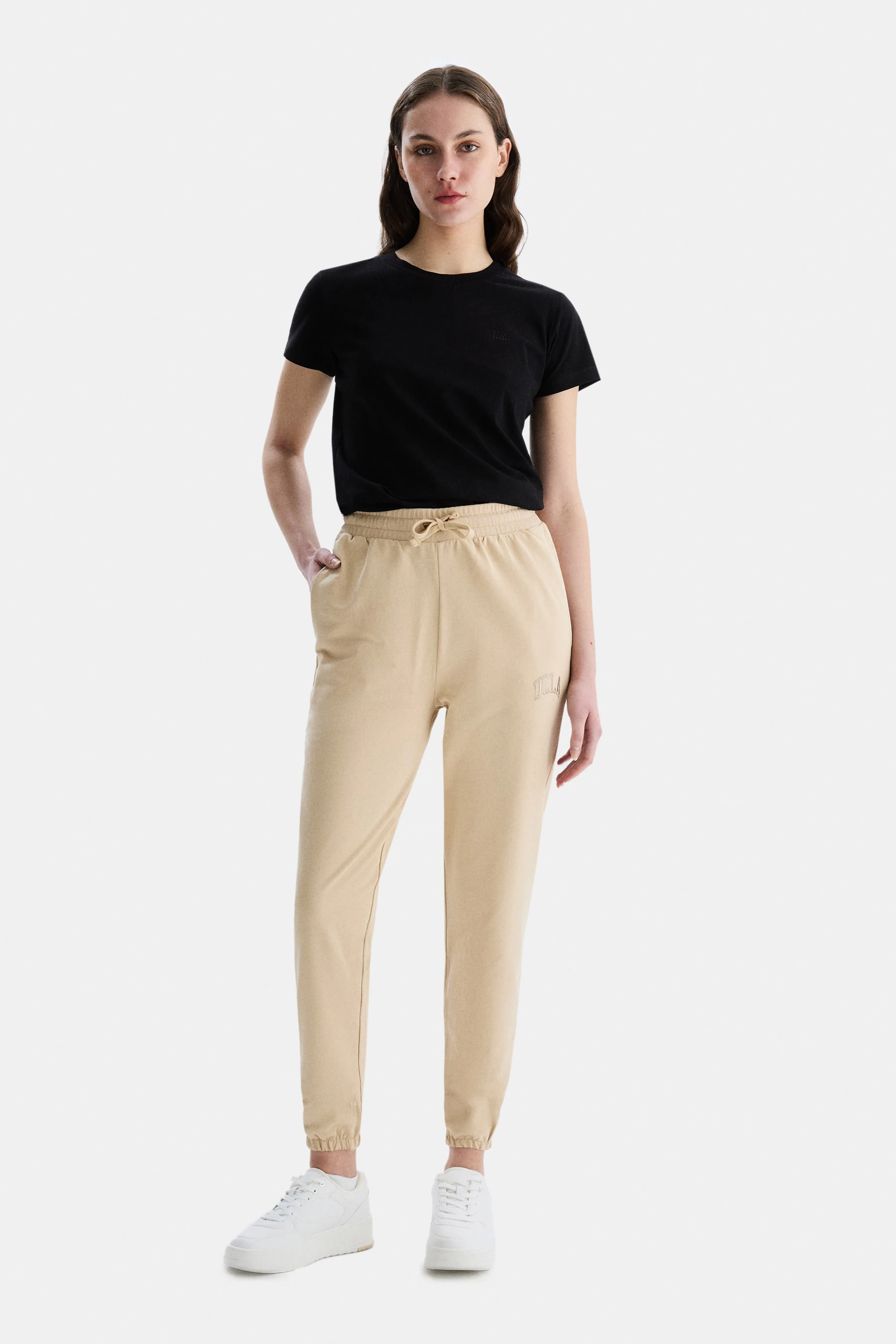 JEZEBEL Sütlü Kahve Paçası Lastikli Nakışlı Standard Fit Kadın Eşofman Altı