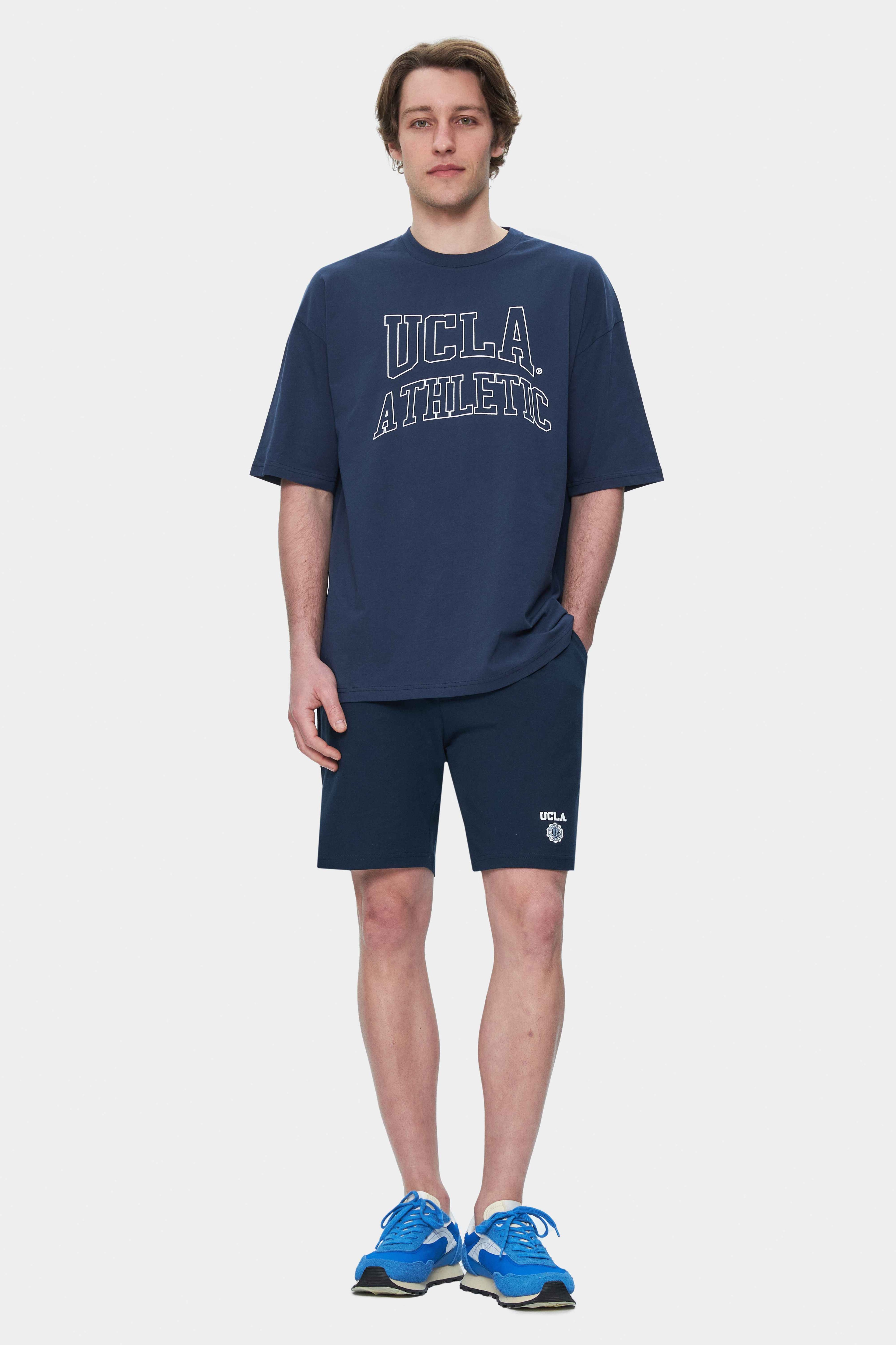 WEBSTER Lacivert Bisiklet Yaka Baskılı Oversize Erkek Tshirt