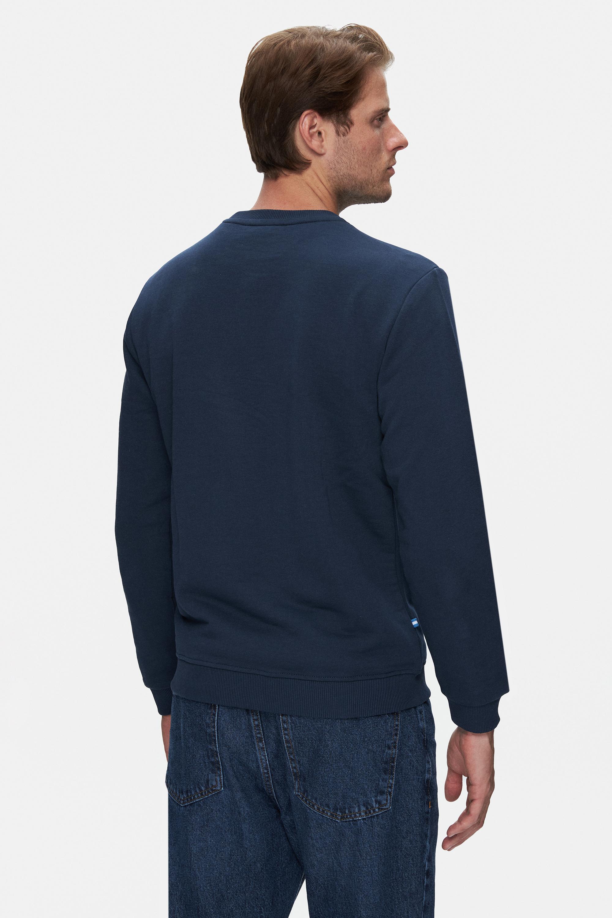 BALDWIN Lacivert Bisiklet Yaka Baskılı Standard Fit Erkek Sweatshirt