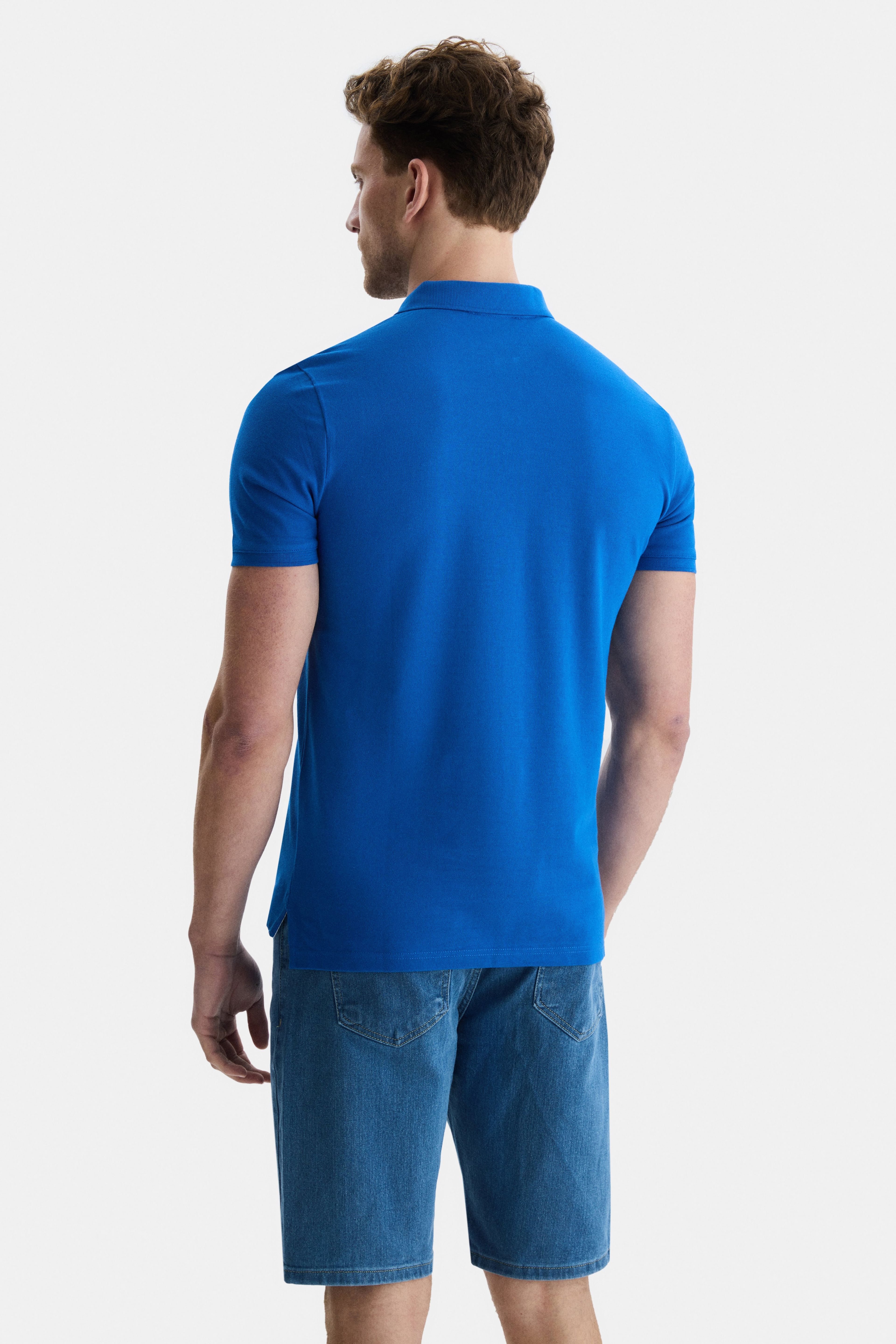 LAKES Mavi Polo Yaka Nakışlı Standard Fit Erkek Tshirt