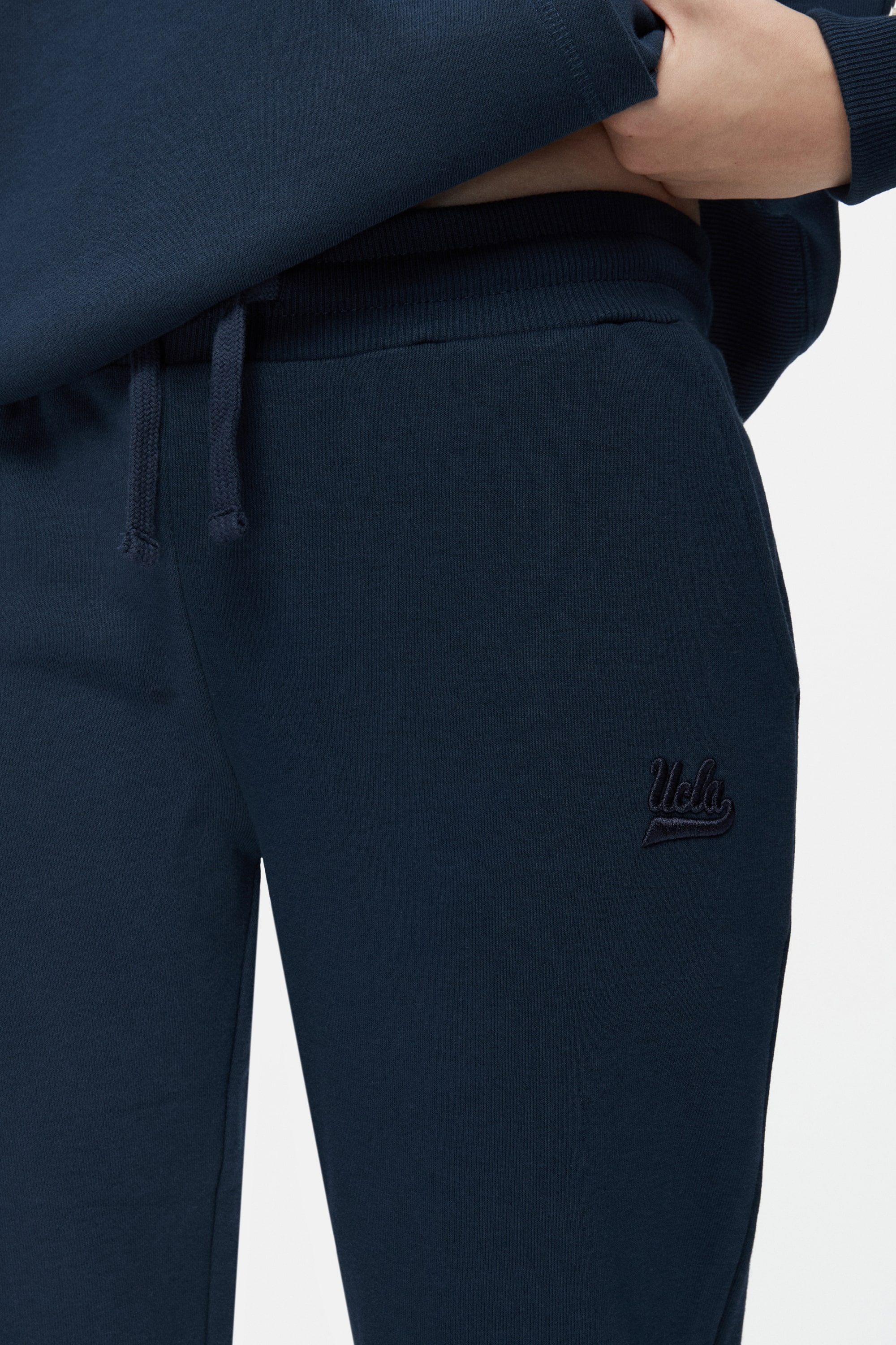 JATAVIA Lacivert Paçası Lastikli Nakışlı Standard Fit Kadın Eşofman Altı