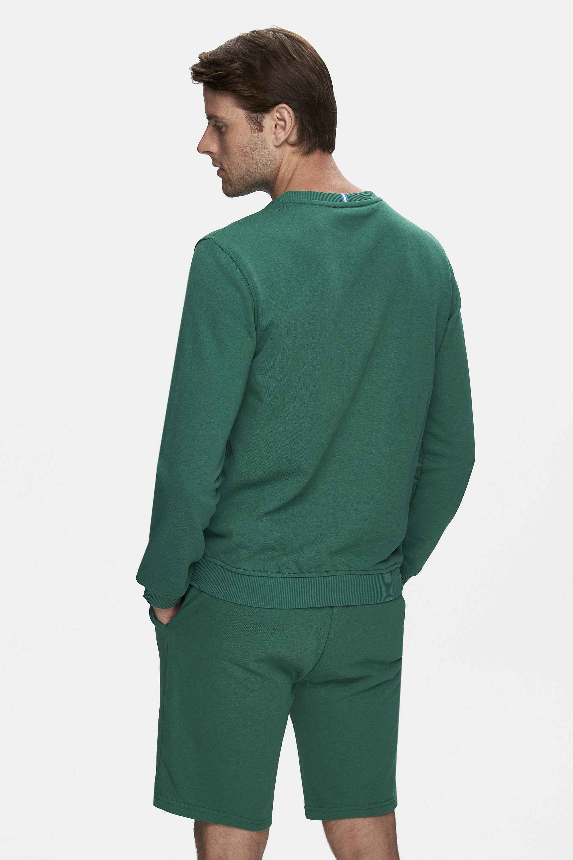 VALLEY Koyu Yeşil Bisiklet Yaka Baskılı Standard Fit Erkek Sweatshirt