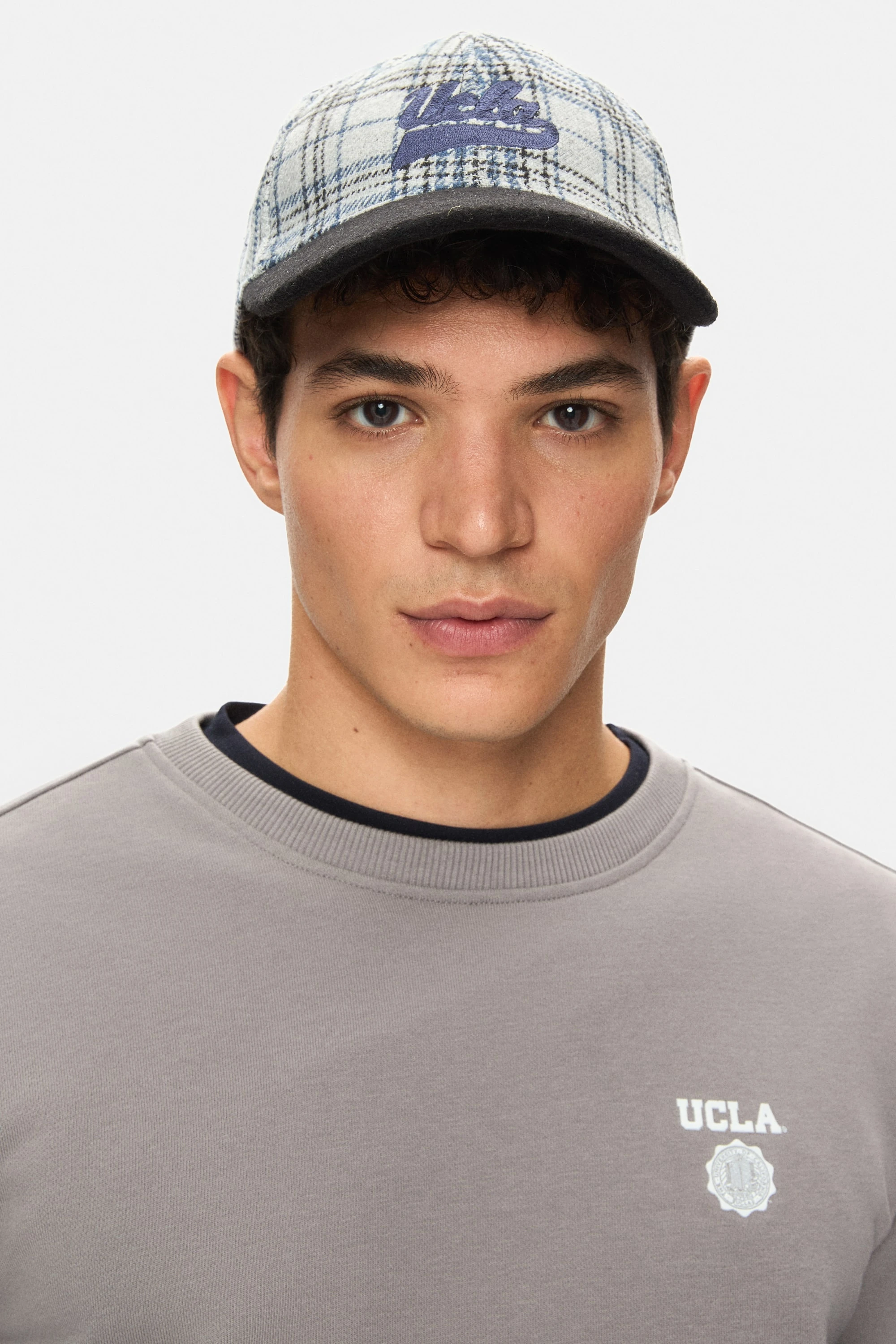 JERMAINE Bej Baseball Cap Ekoseli Kaşe Nakışlı ve Metal Tokalı Standard Fit Unisex Şapka
